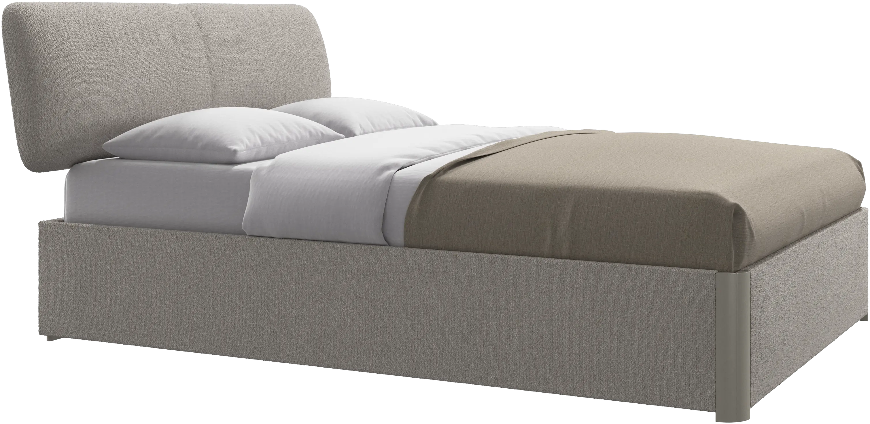 Element lit, tête de lit fixée au lit, avec lattes et solution de stockage, excl. matelas