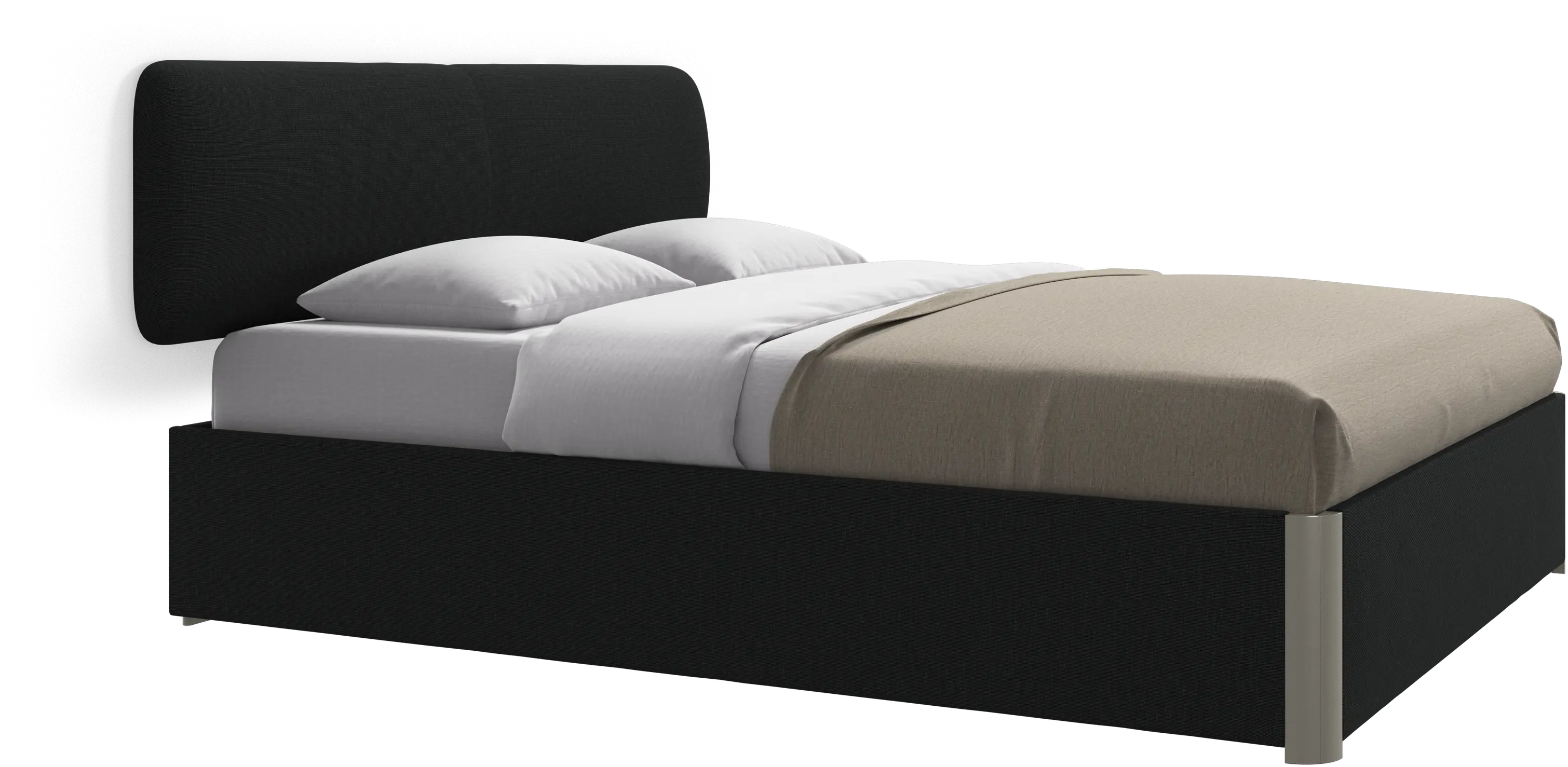Element bed, wall-mounted headboard, with slats and storage solution, excl. mattress