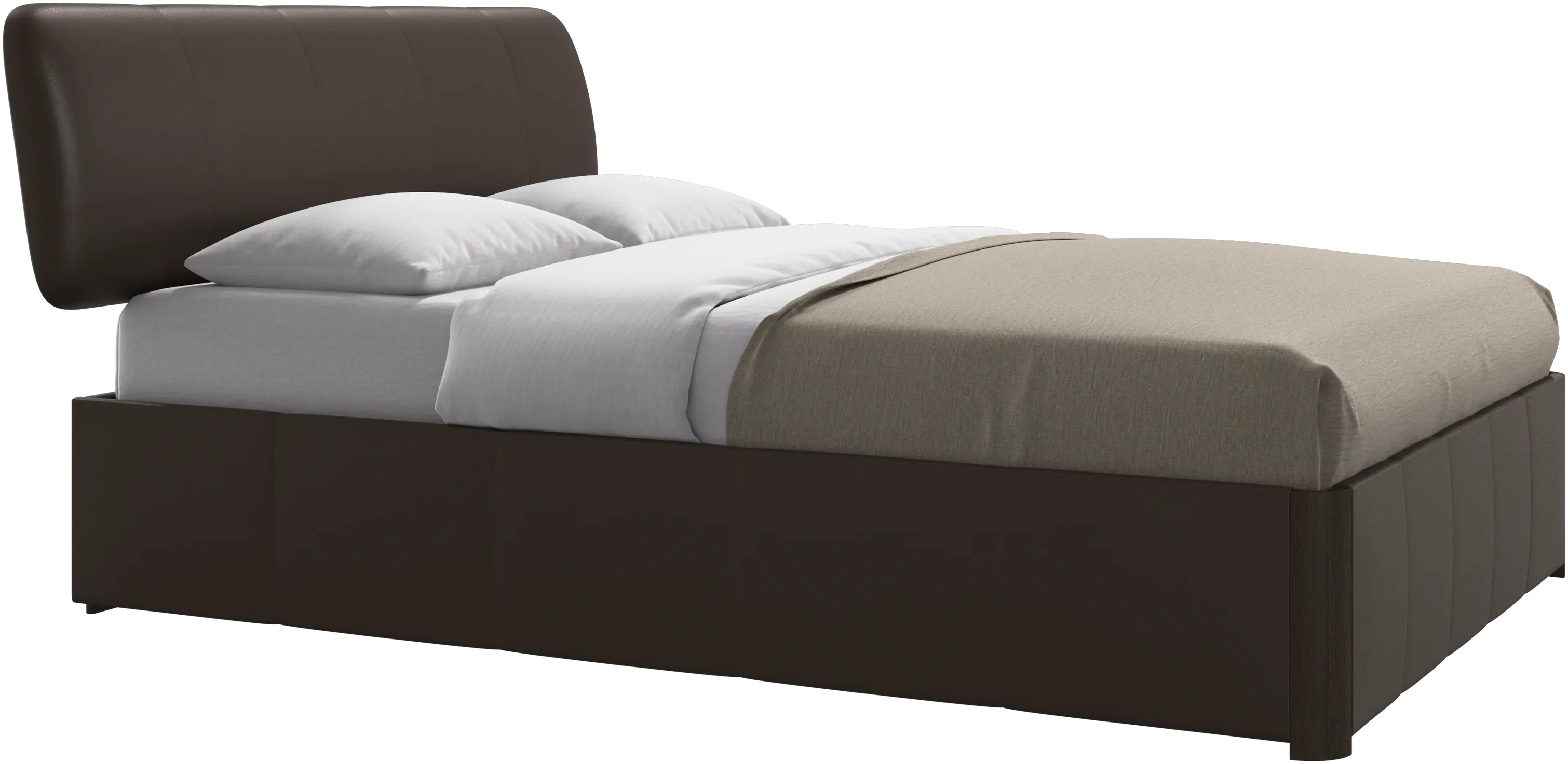 Element lit, tête de lit fixée au lit, avec lattes et solution de stockage, excl. matelas