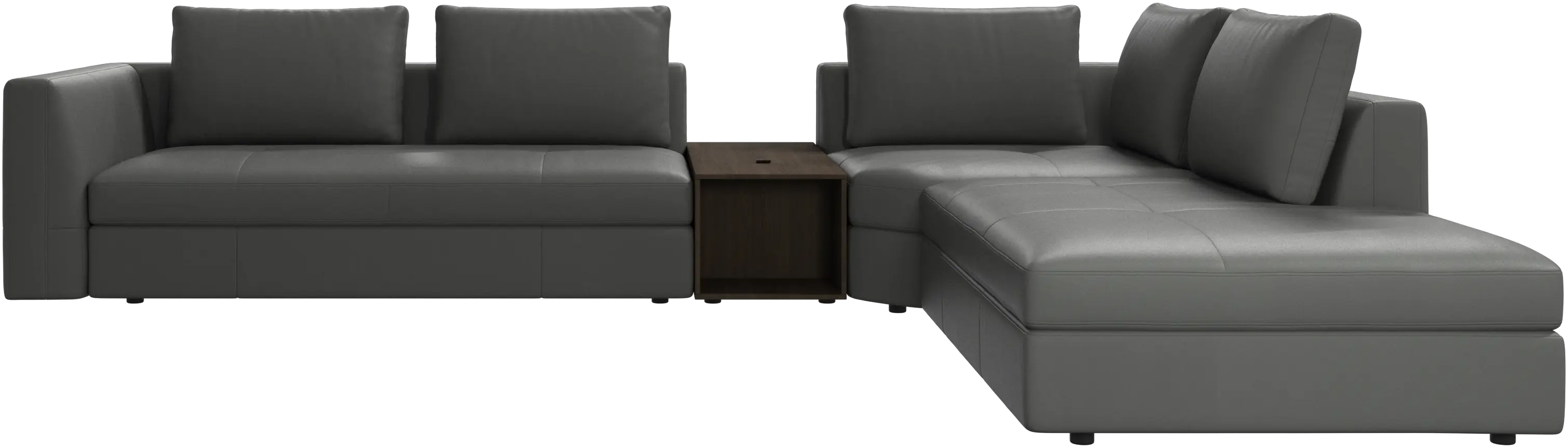 Bergamo corner sofa with lounging unit and footstool w/storage