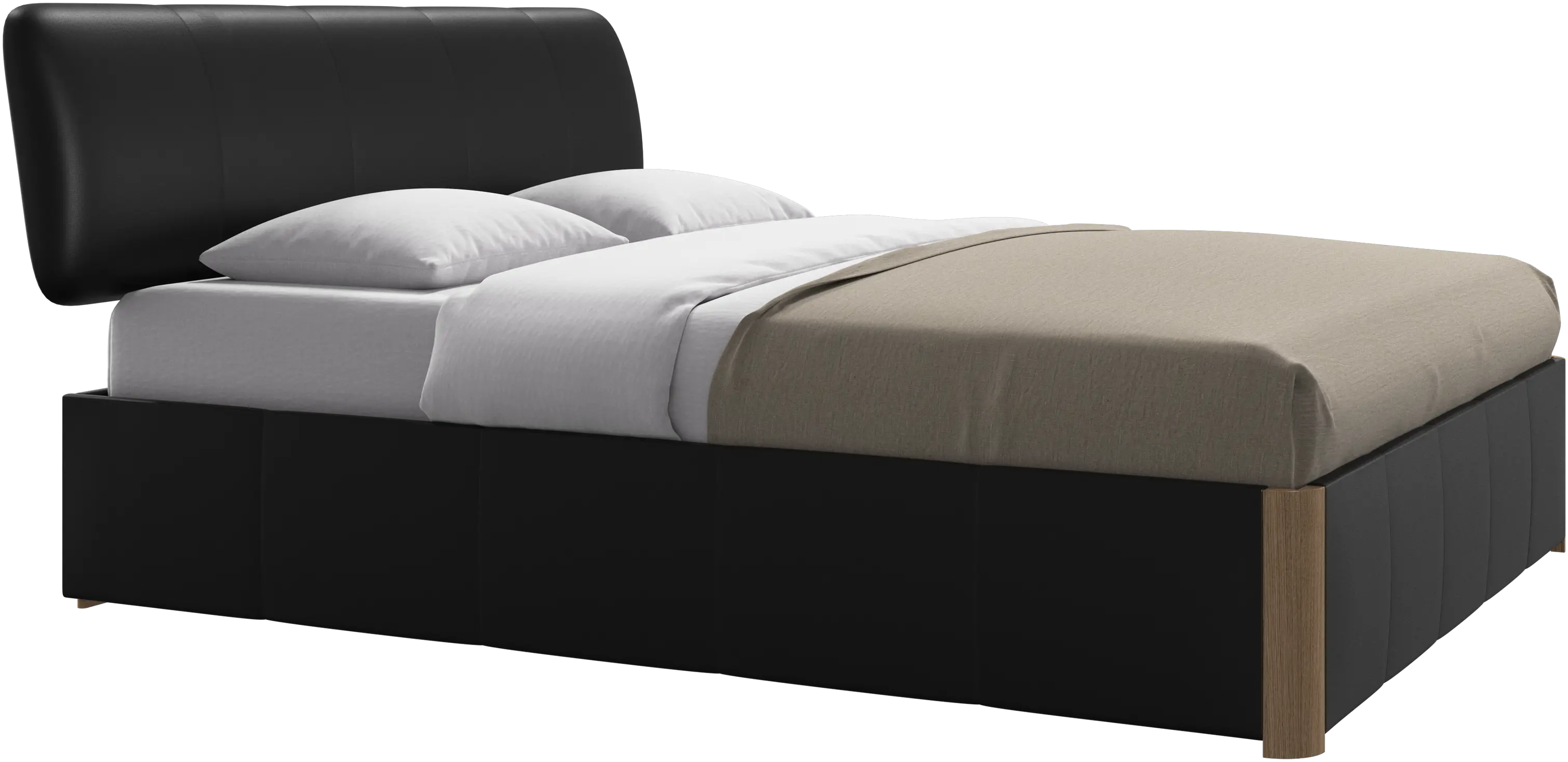 Element cama, cabecero montado en la cama, con láminas y solución de almacenamiento, excl. colchón
