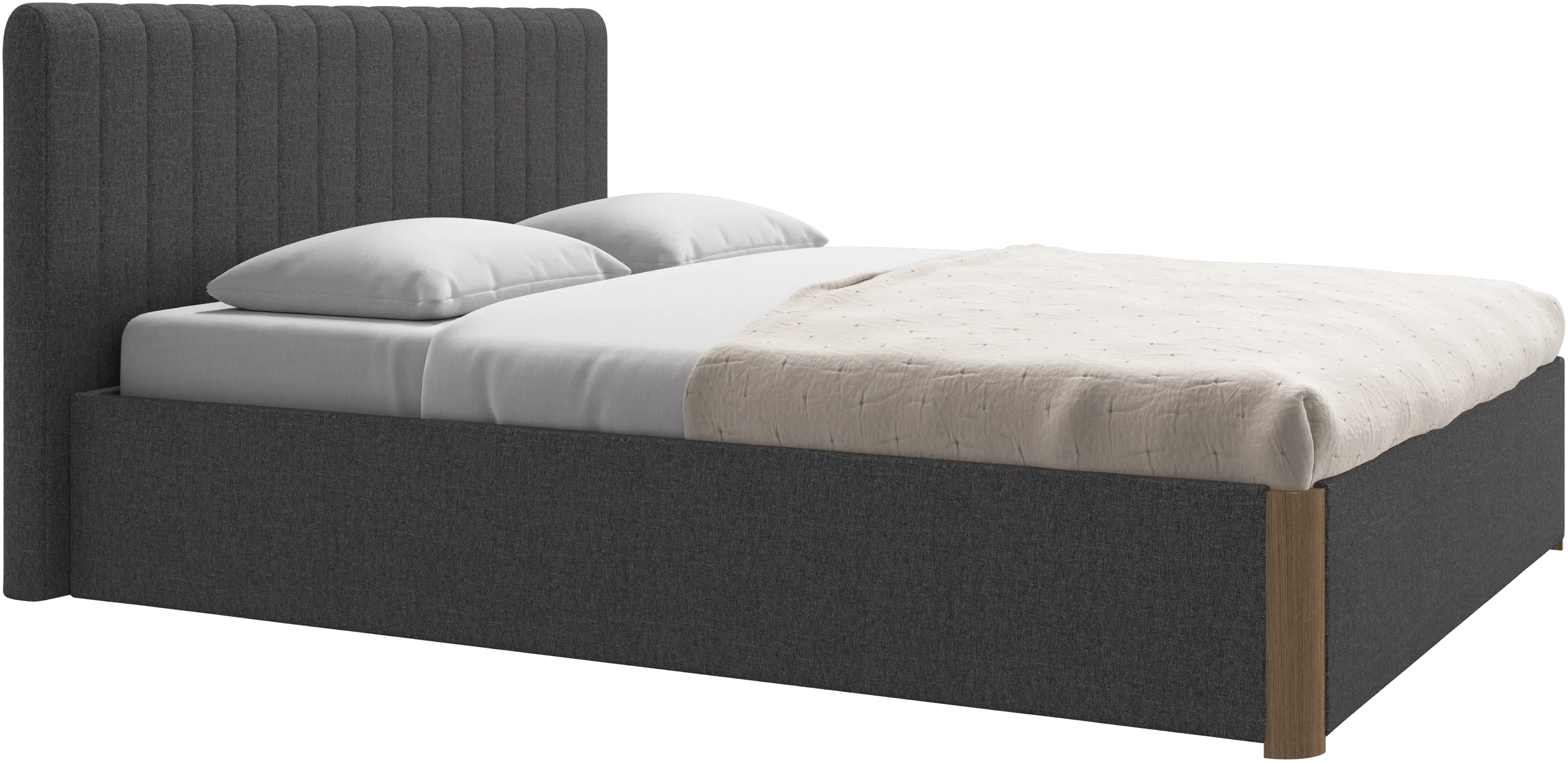 Element bed, bed-mounted headboard, with slats and storage solution, excl. mattress