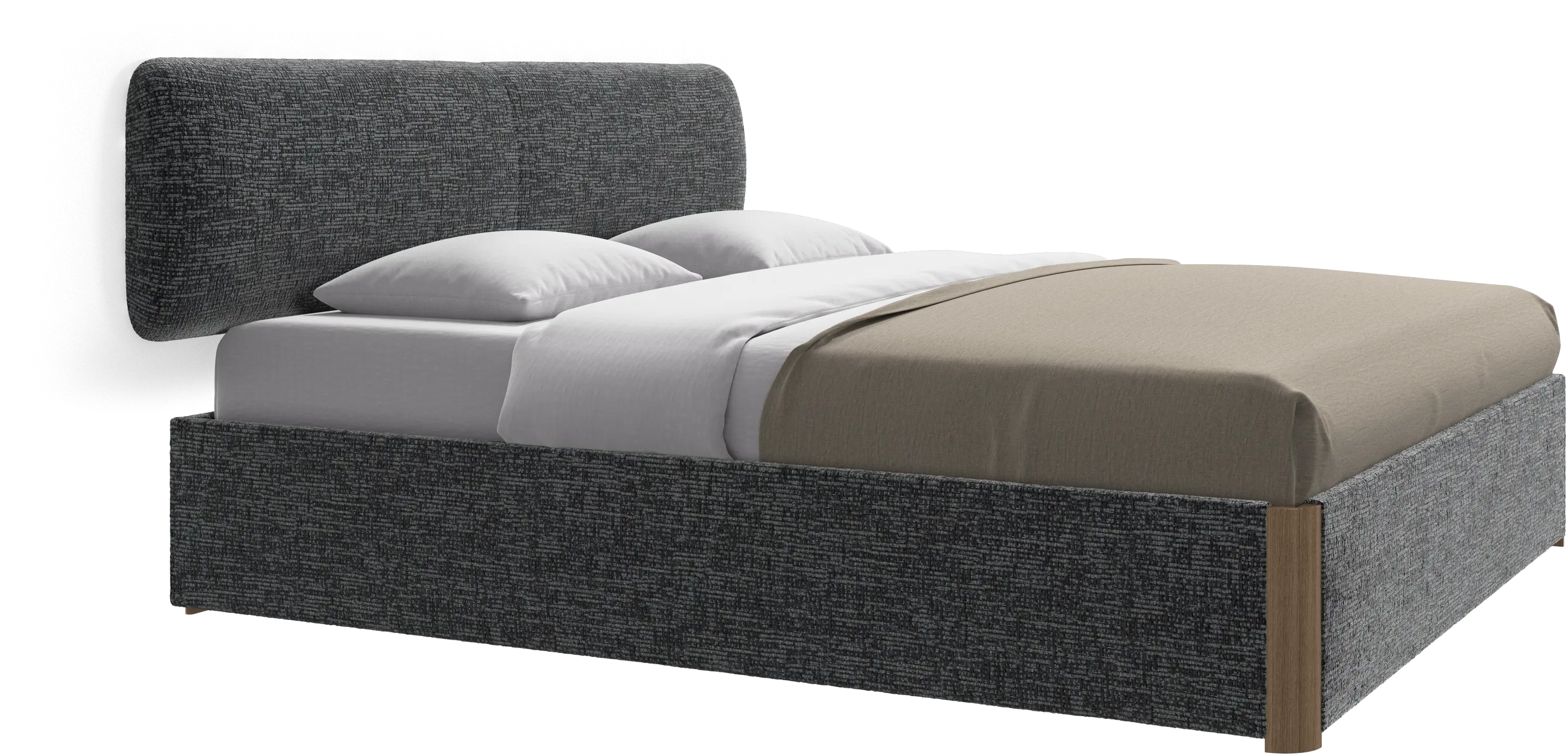 Element bed, wall-mounted headboard, with slats and storage solution, excl. mattress