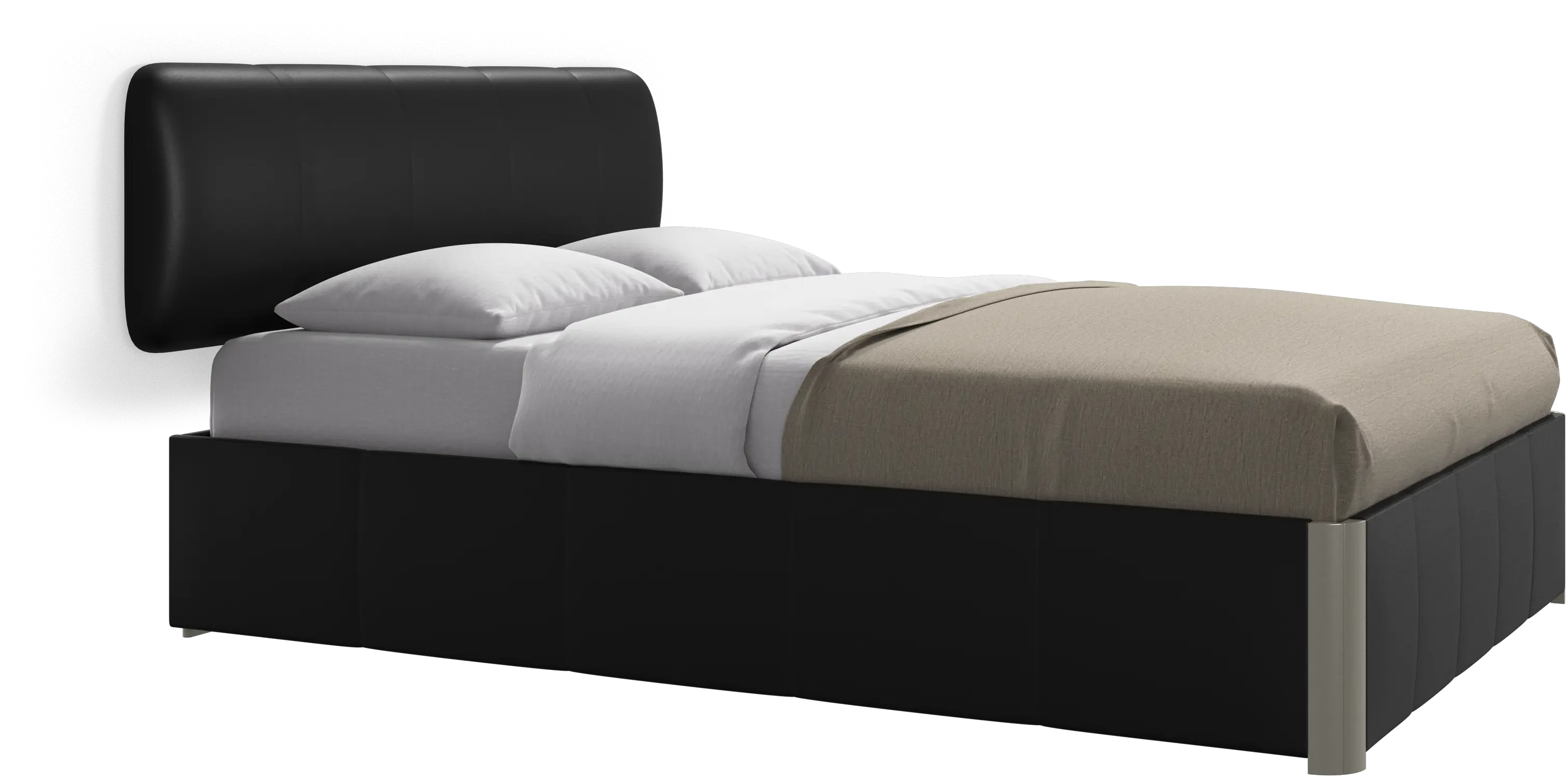 Element bed, wall-mounted headboard, with slats and storage solution, excl. mattress