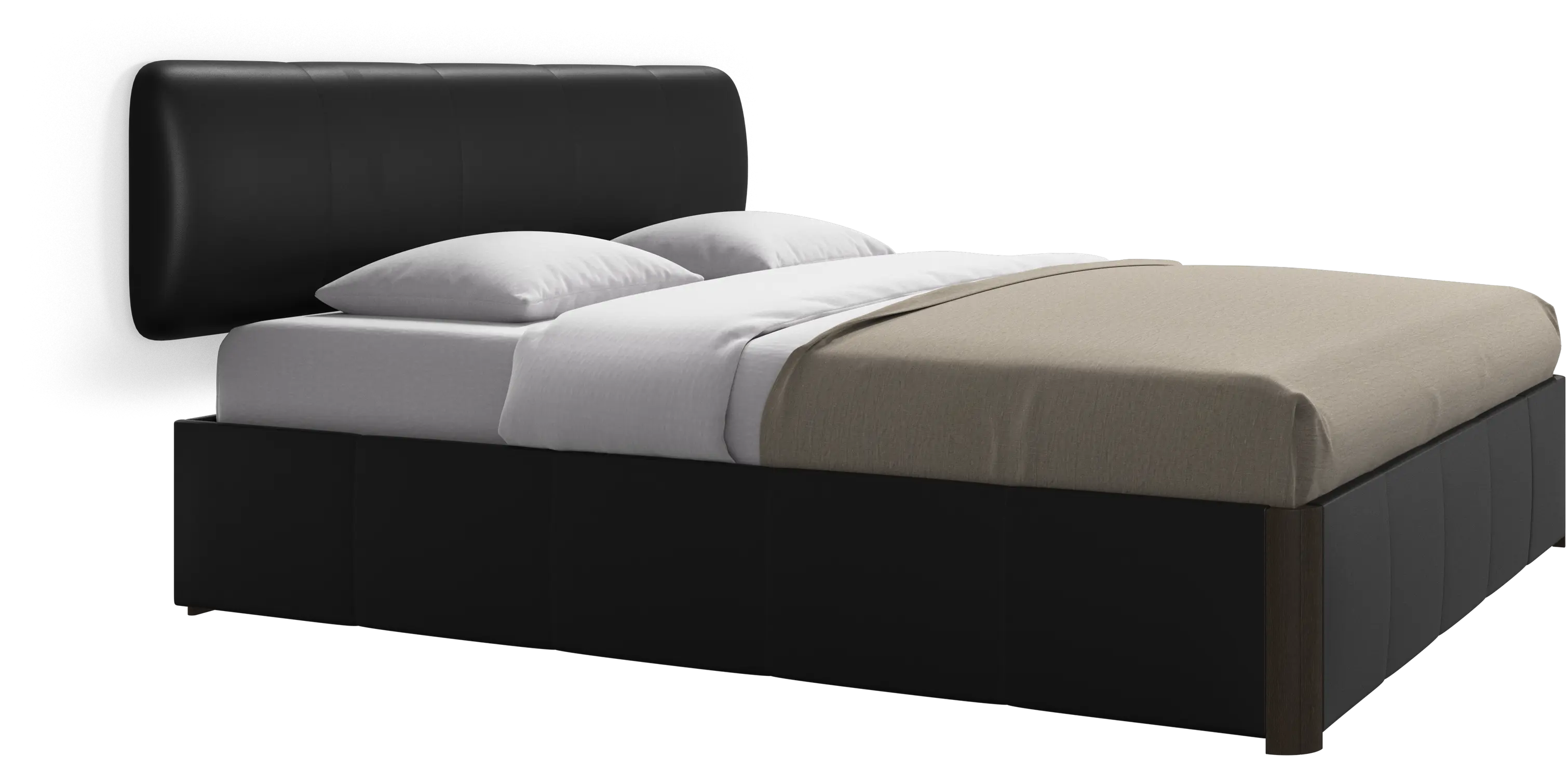 Element bed, wall-mounted headboard, with slats and storage solution, excl. mattress