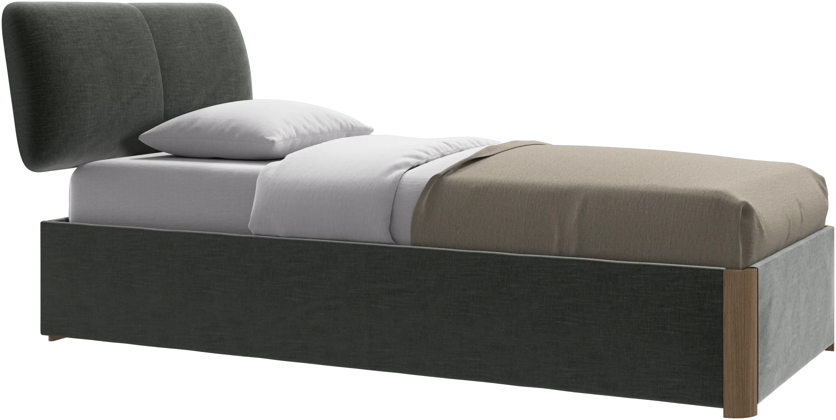 Element cama, cabecero montado en la cama, con láminas y solución de almacenamiento, excl. colchón