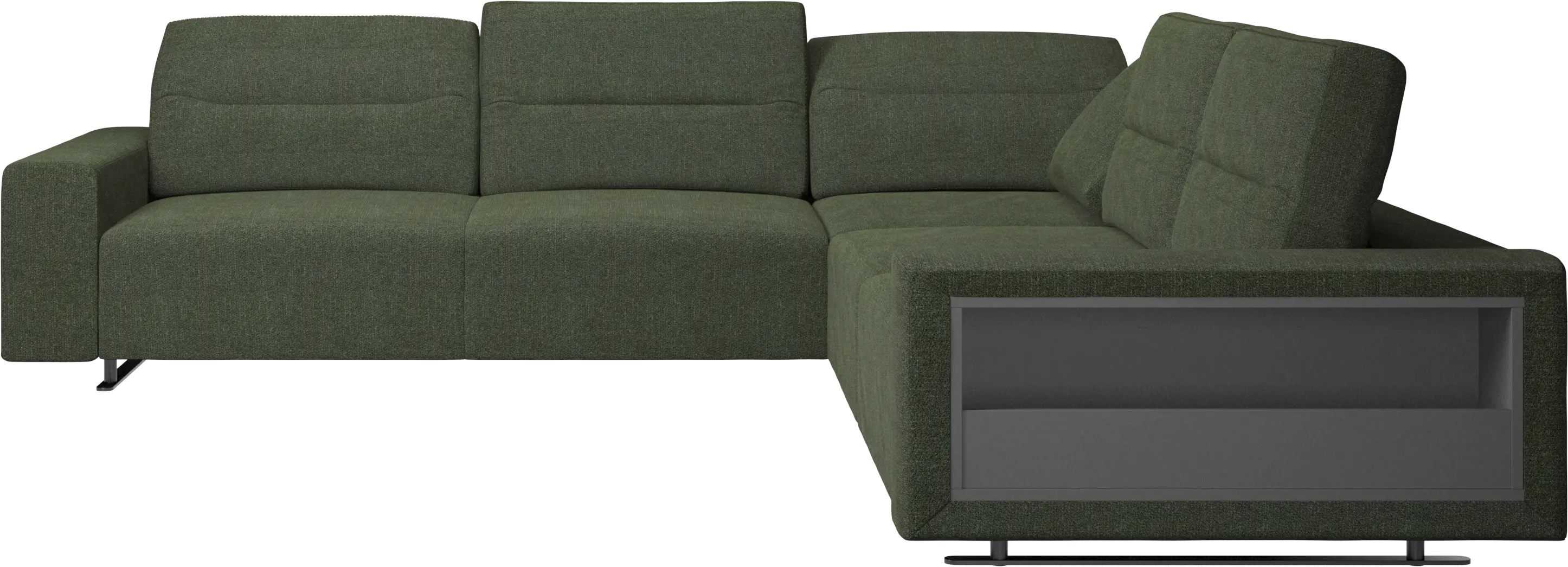 Hampton corner sofa with adjustable back and storage on right side