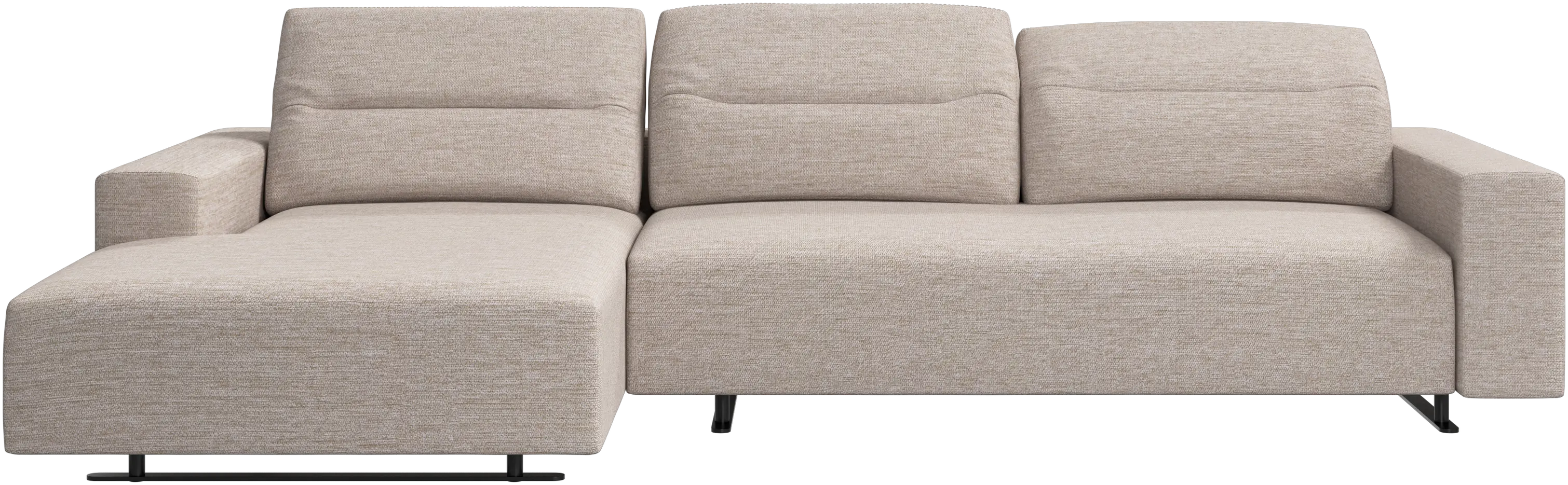 Hampton sofa with adjustable back and resting unit left side, storage right side
