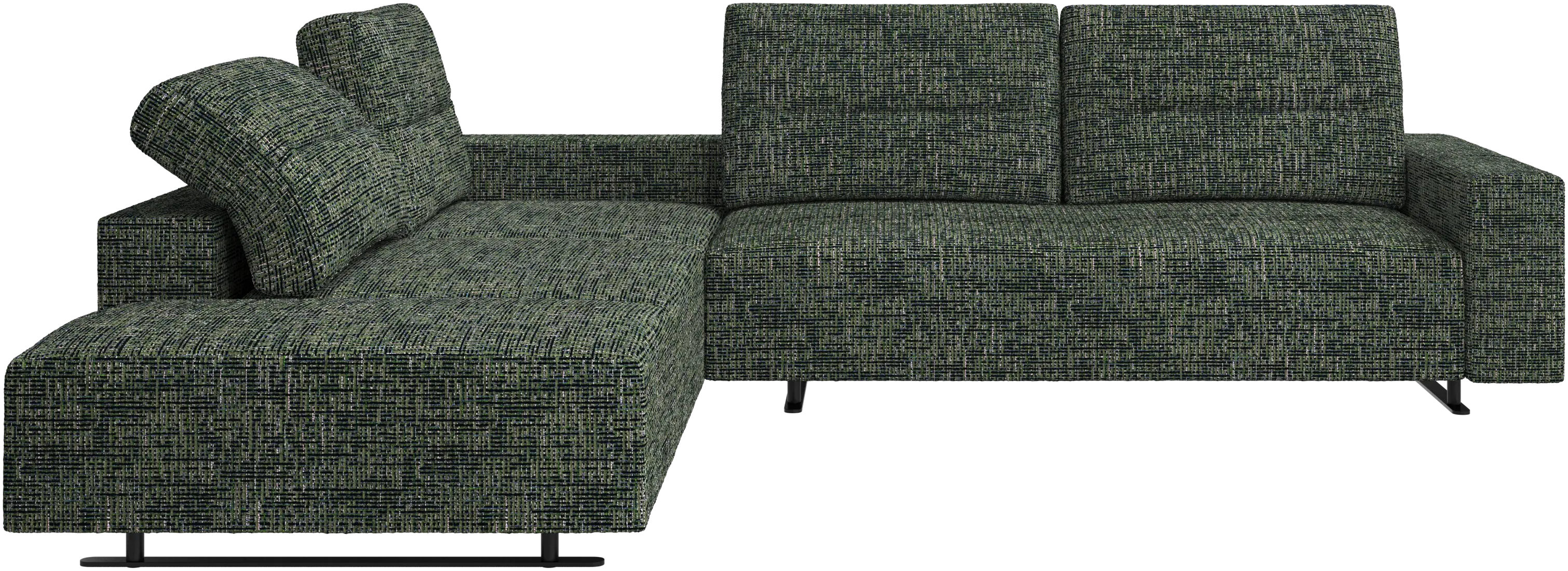 Hampton corner sofa with adjustable back and storage on right side