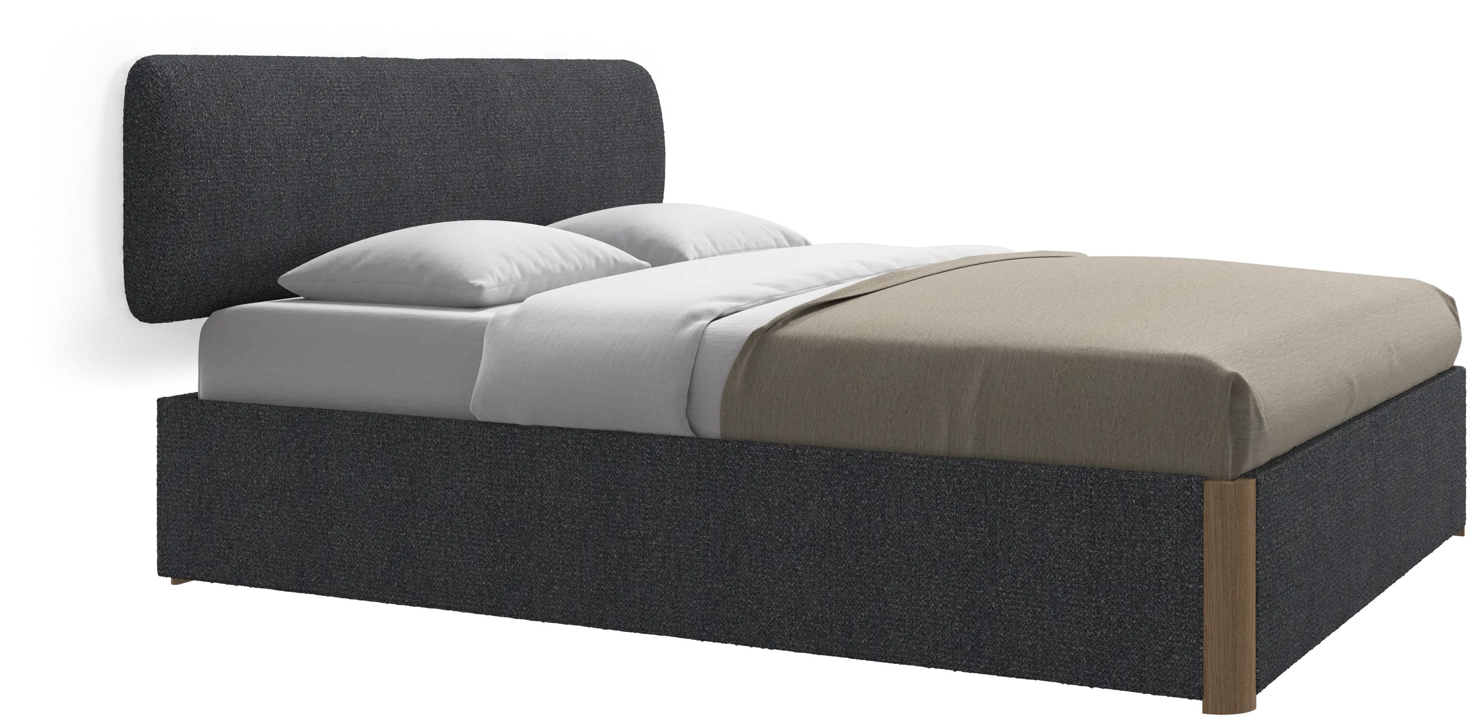 Element bed, wall-mounted headboard, with slats and storage solution, excl. mattress