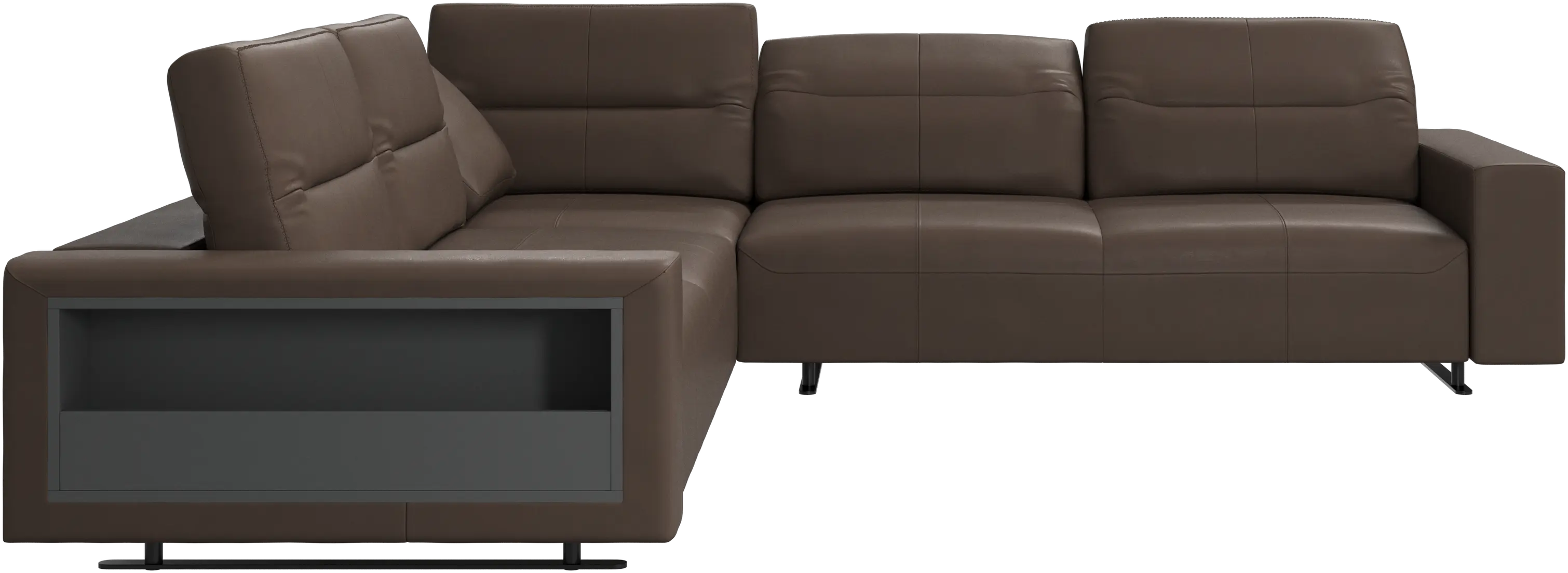 Hampton corner sofa with adjustable back and storage on left side