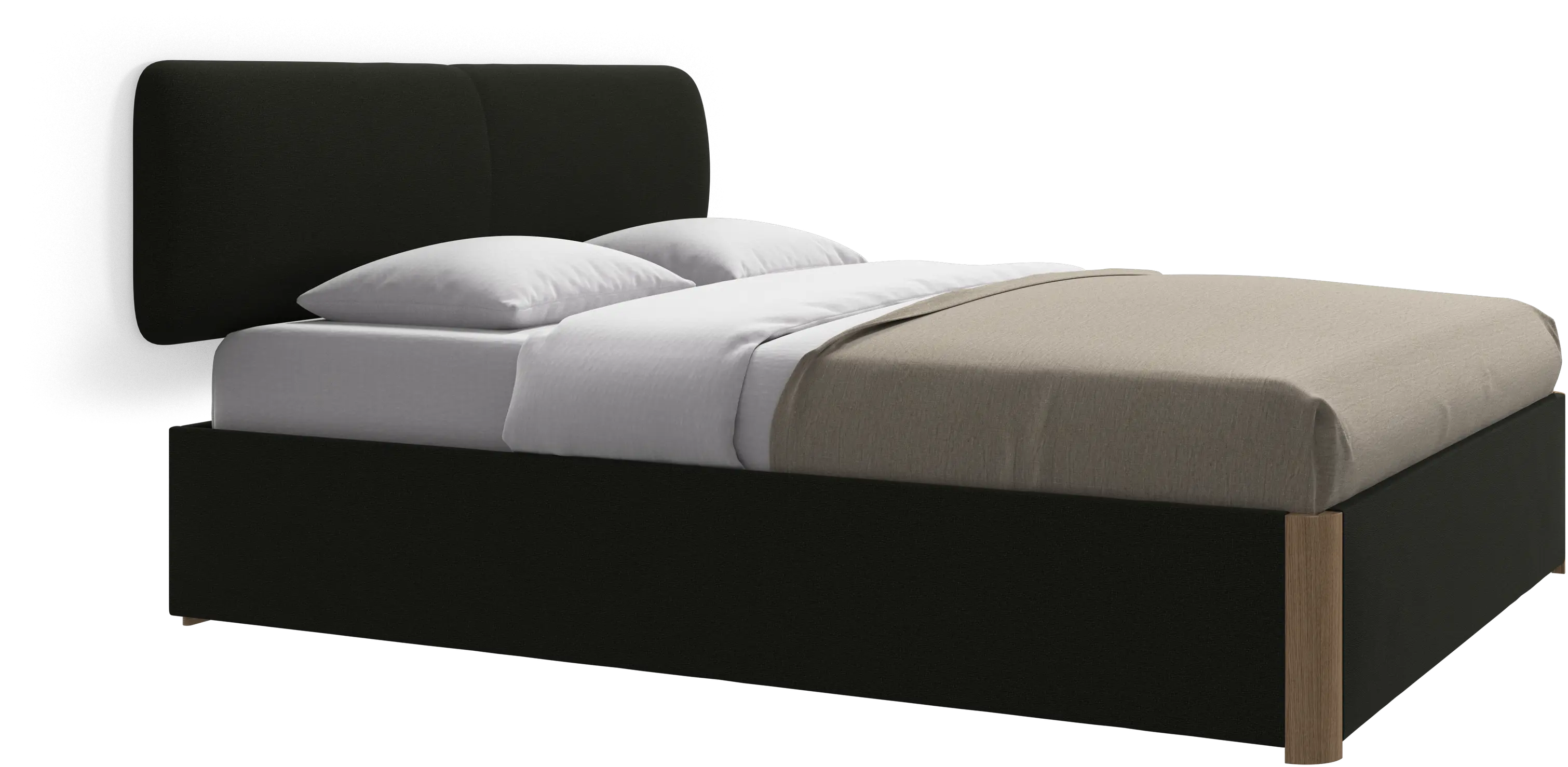Element bed, wall-mounted headboard, with slats and storage solution, excl. mattress