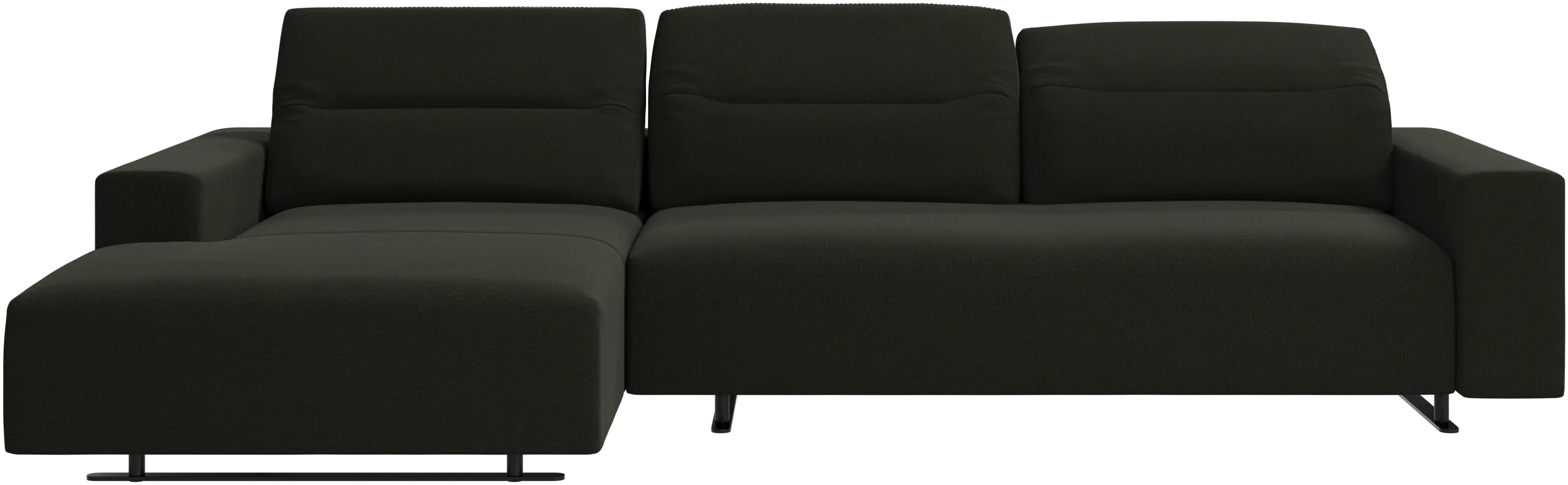 Hampton sofa with adjustable back and resting unit left side, storage right side