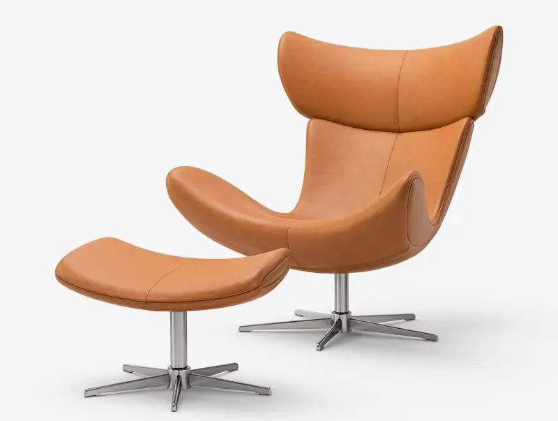 Armchairs [Imola - L002] {5111}Imola chair with swivel function, camel sienna leather Brushed steel leg C9400L0025111 , H110xW95xD99cm