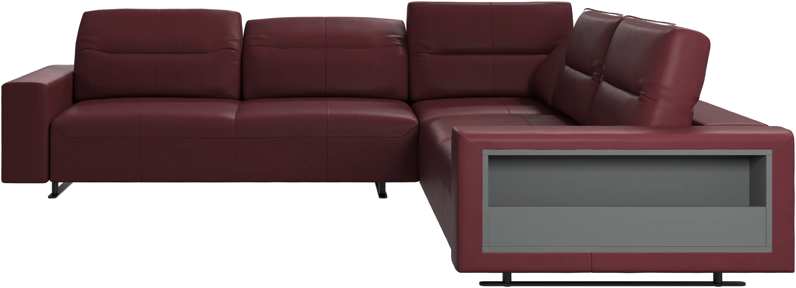 Hampton corner sofa with adjustable back and storage on right side