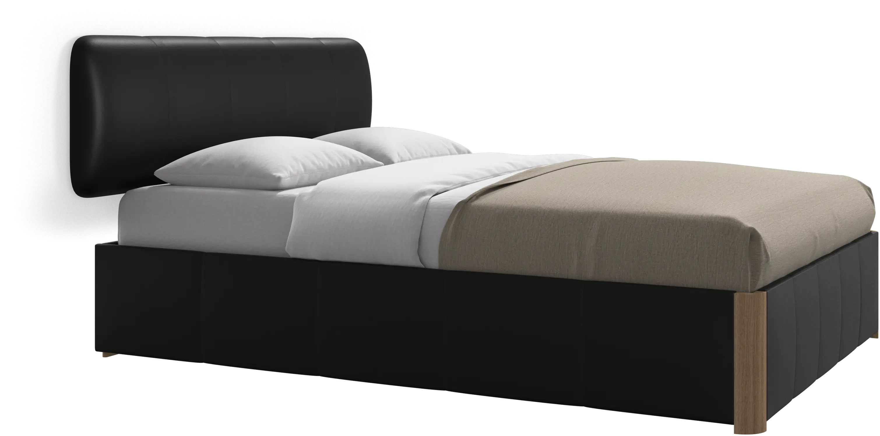 Element bed, wall-mounted headboard, with slats and storage solution, excl. mattress