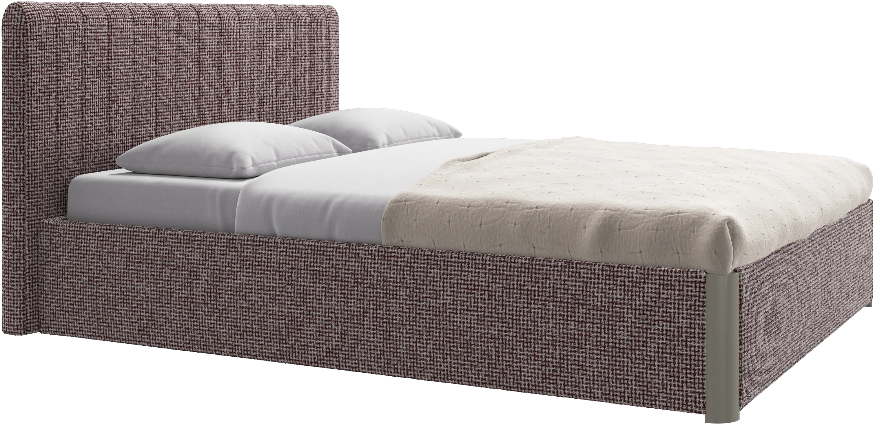 Element lit, tête de lit fixée au lit, avec lattes et solution de stockage, excl. matelas