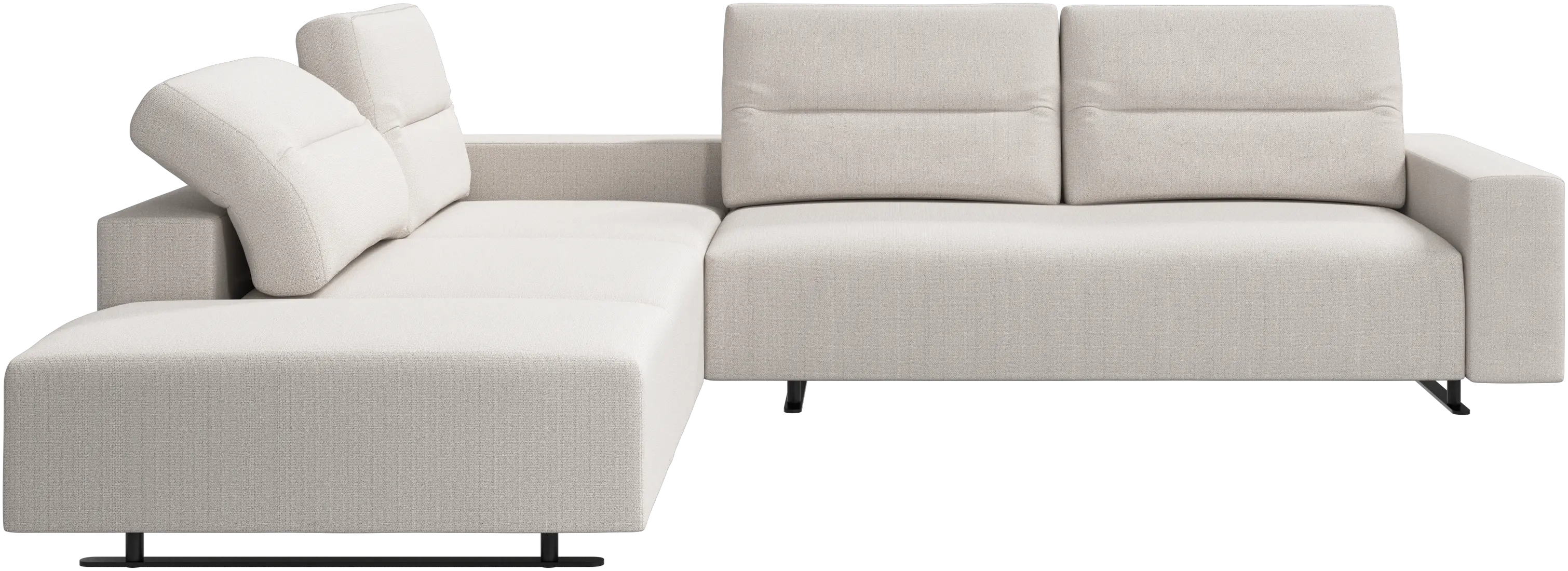 Hampton corner sofa with adjustable back and storage on right side