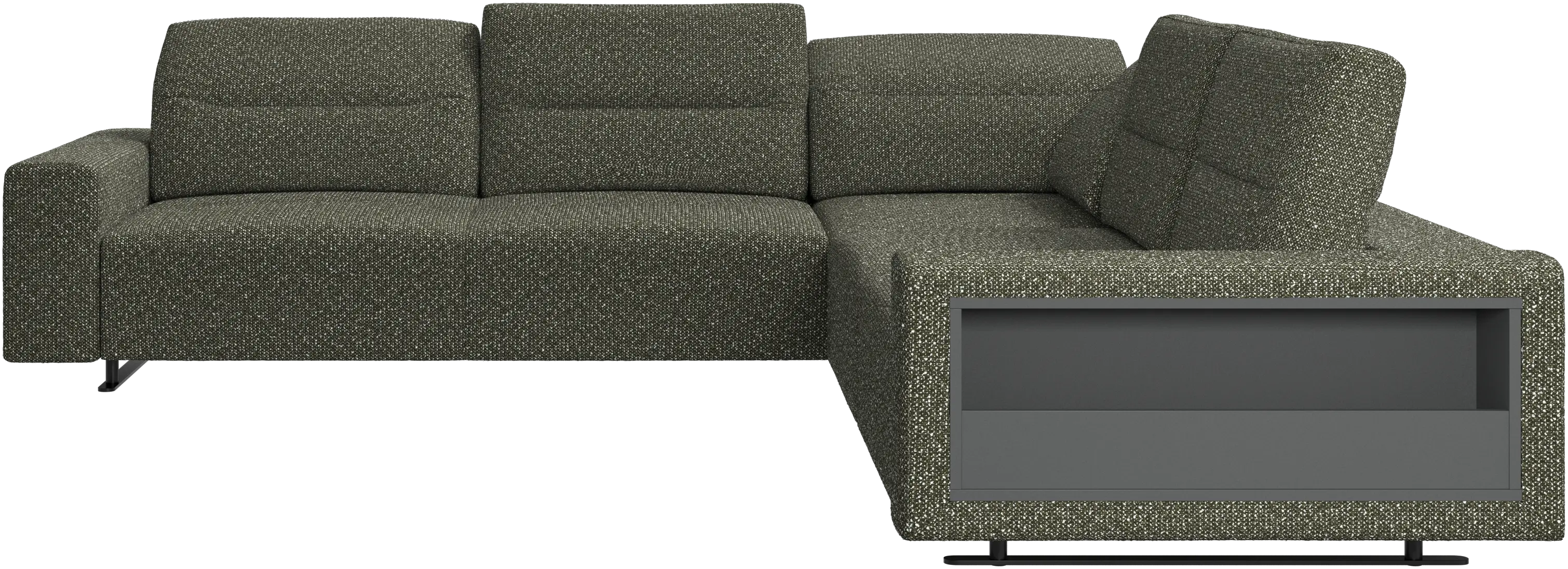 Hampton corner sofa with adjustable back and storage on right side