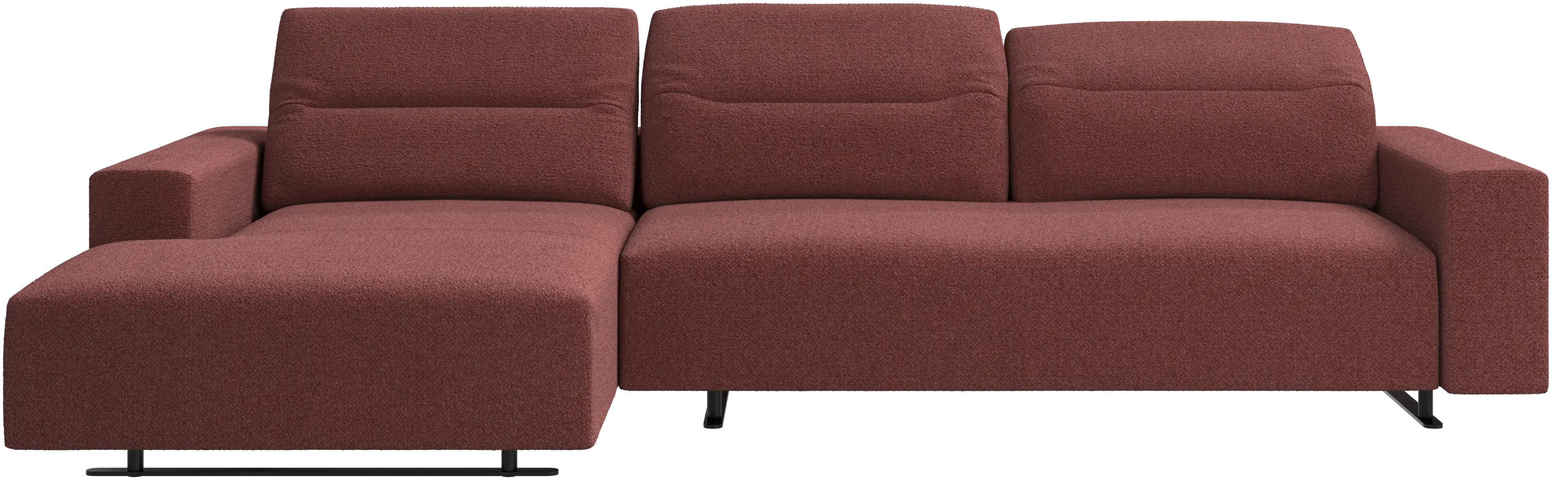Hampton sofa with adjustable back, resting unit and storage left side