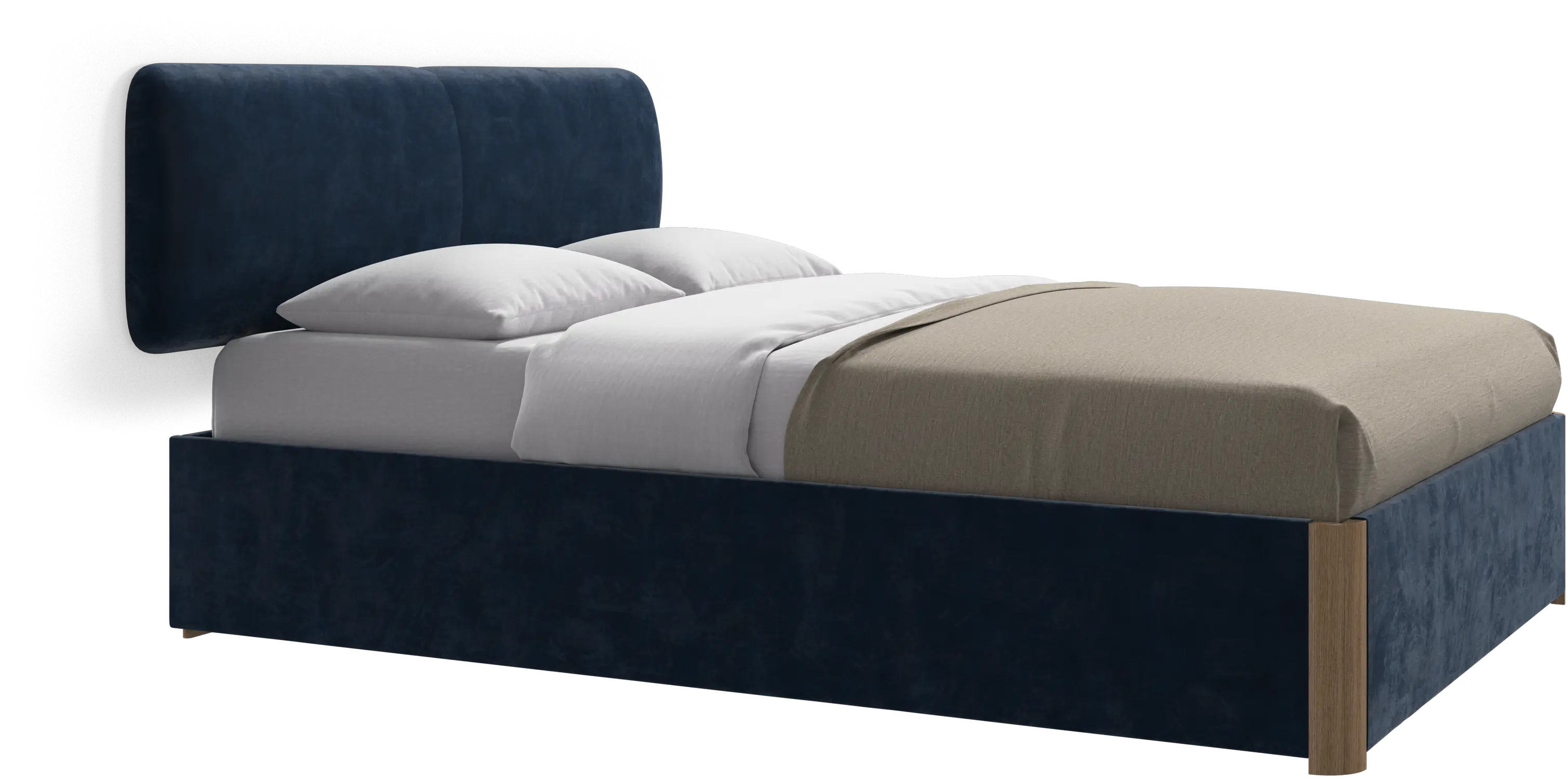 Element bed, wall-mounted headboard, with slats and storage solution, excl. mattress
