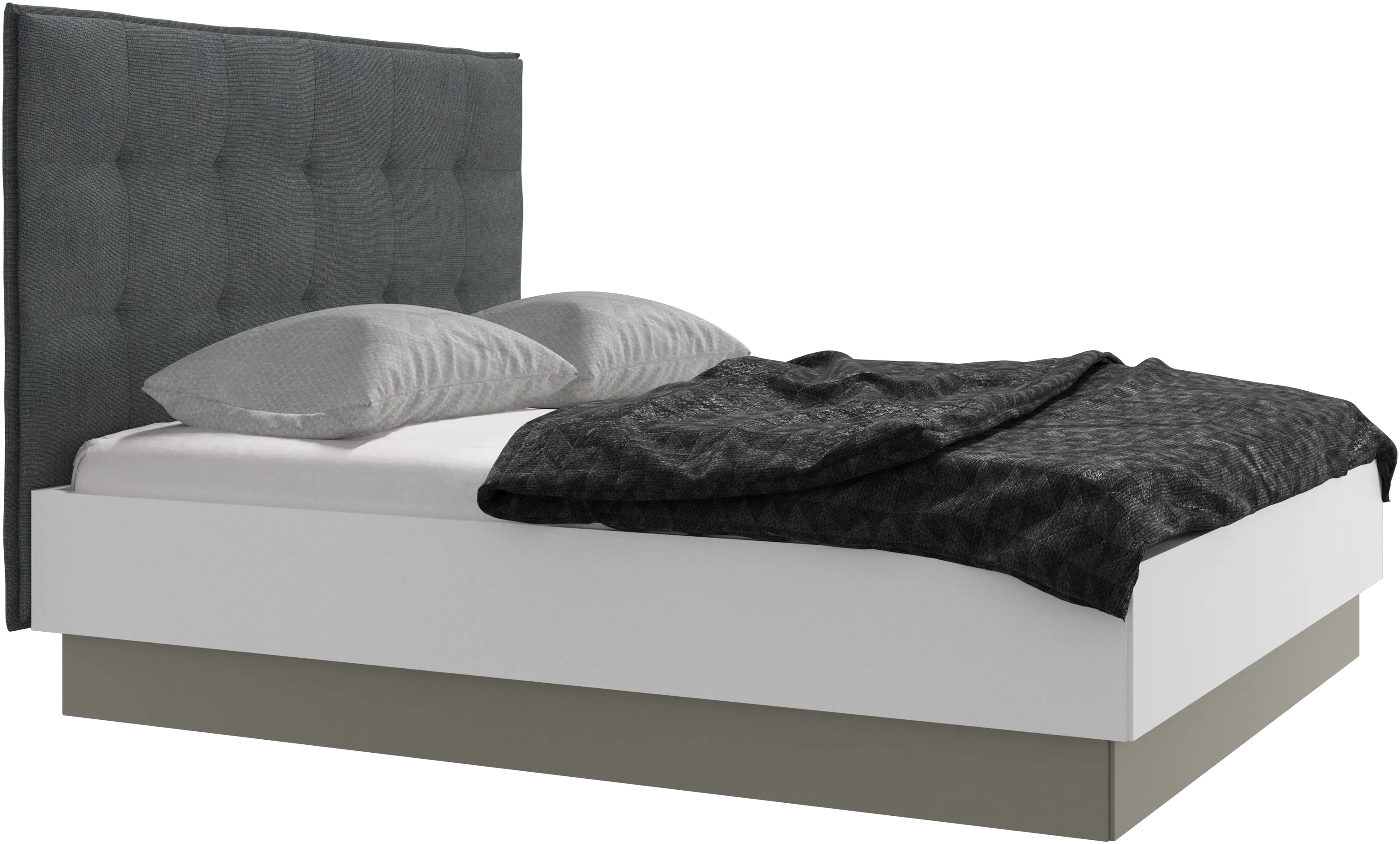 Lit Lugano avec rangement intégré, sommier inclus, hors matelas
