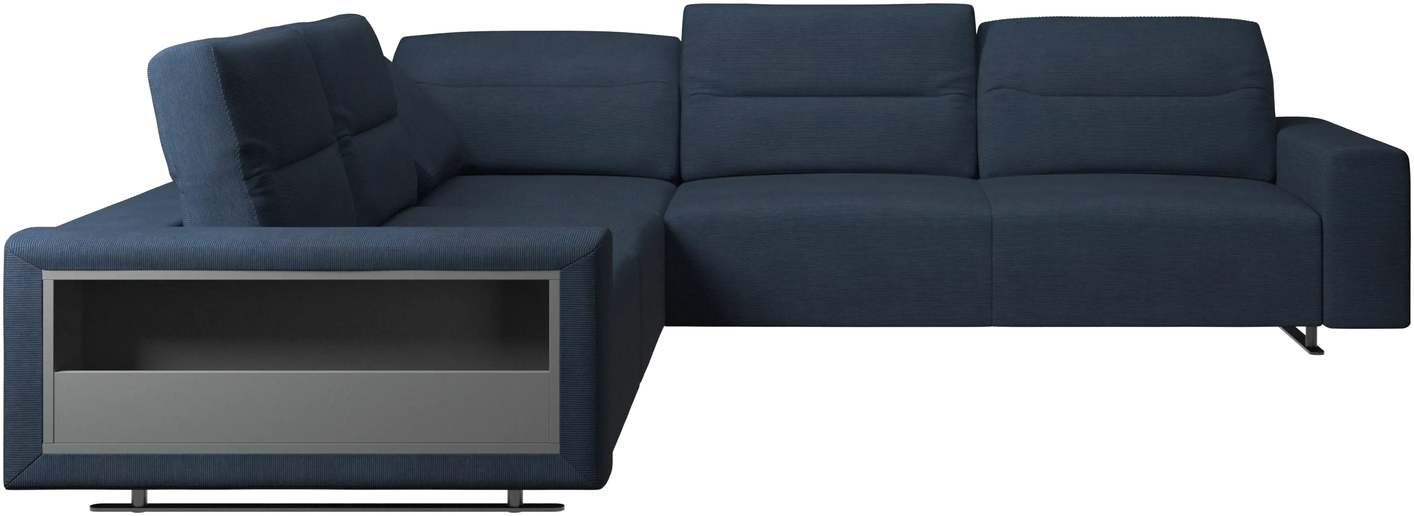 Hampton corner sofa with adjustable back and storage on left side