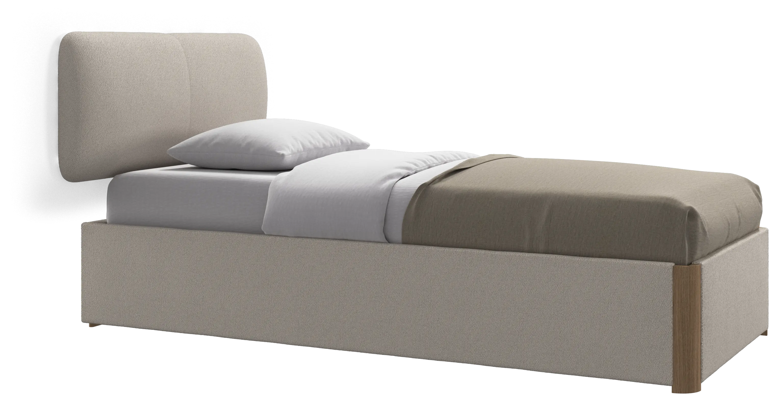 Element bed, wall-mounted headboard, with slats and storage solution, excl. mattress