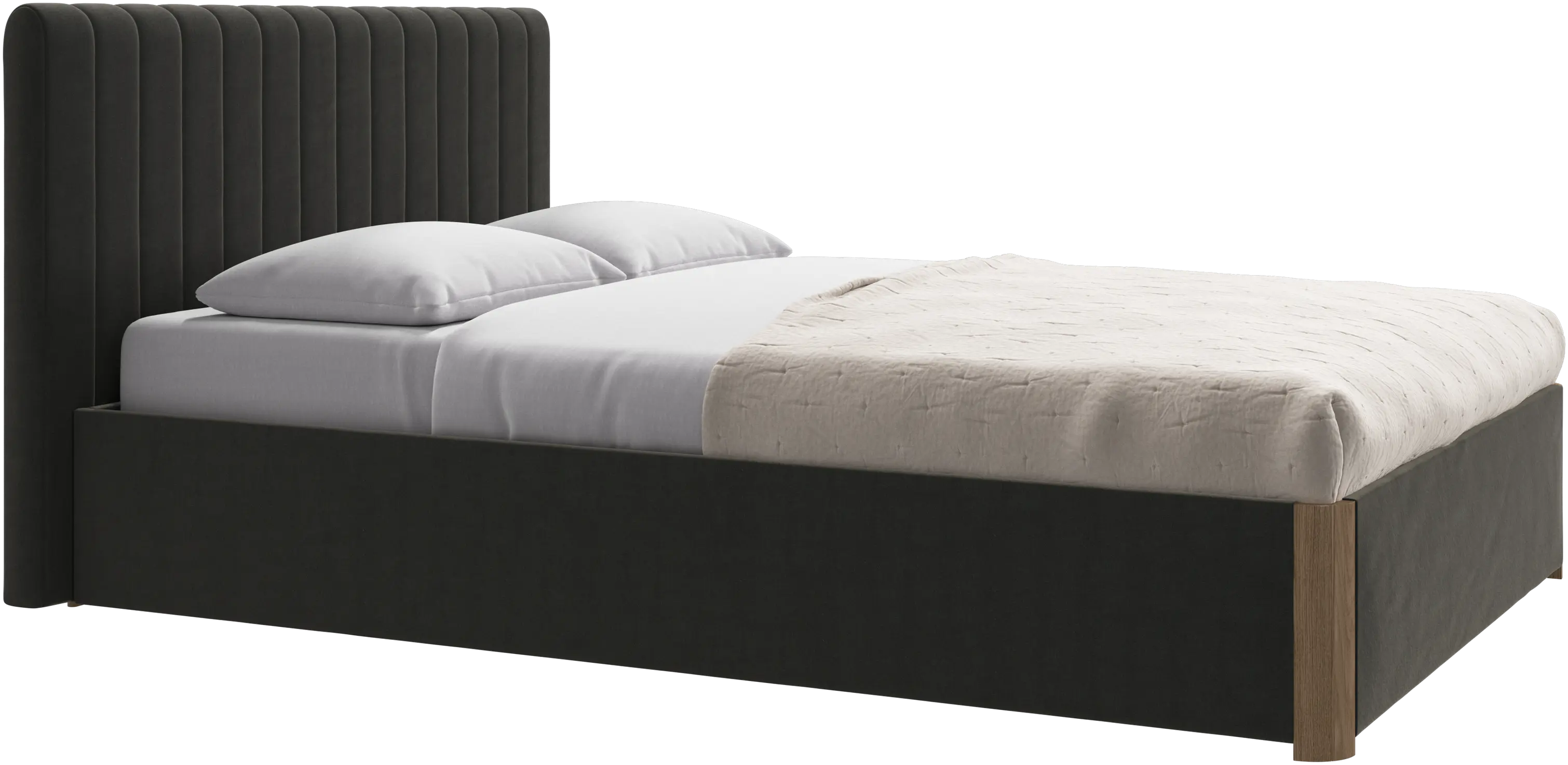 Element bed, bed-mounted headboard, with slats and storage solution, excl. mattress