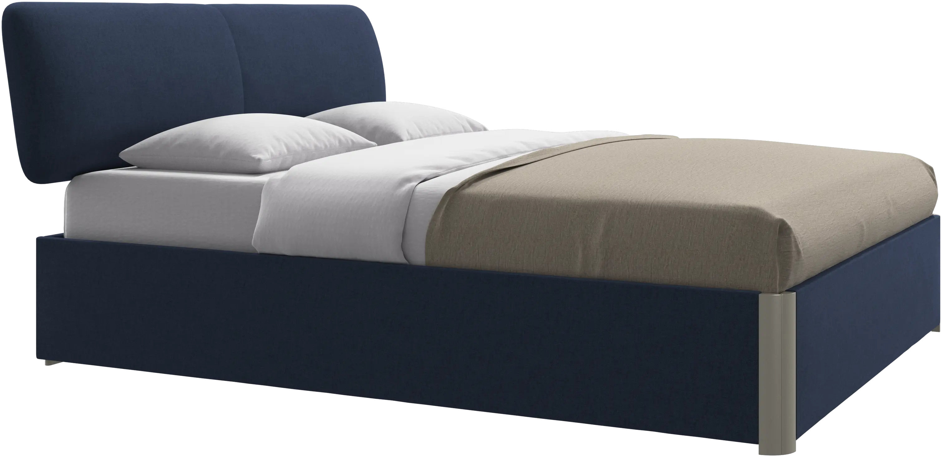 Element lit, tête de lit fixée au lit, avec lattes et solution de stockage, excl. matelas