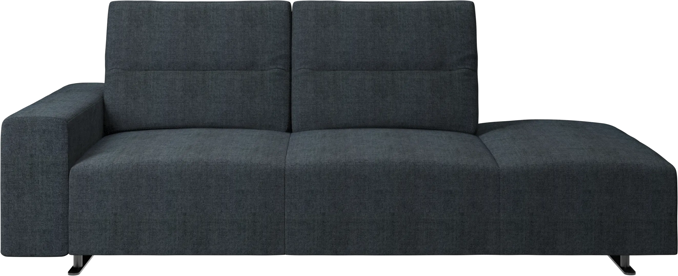 Hampton sofa with adjustable back and lounging unit right side, armrest left