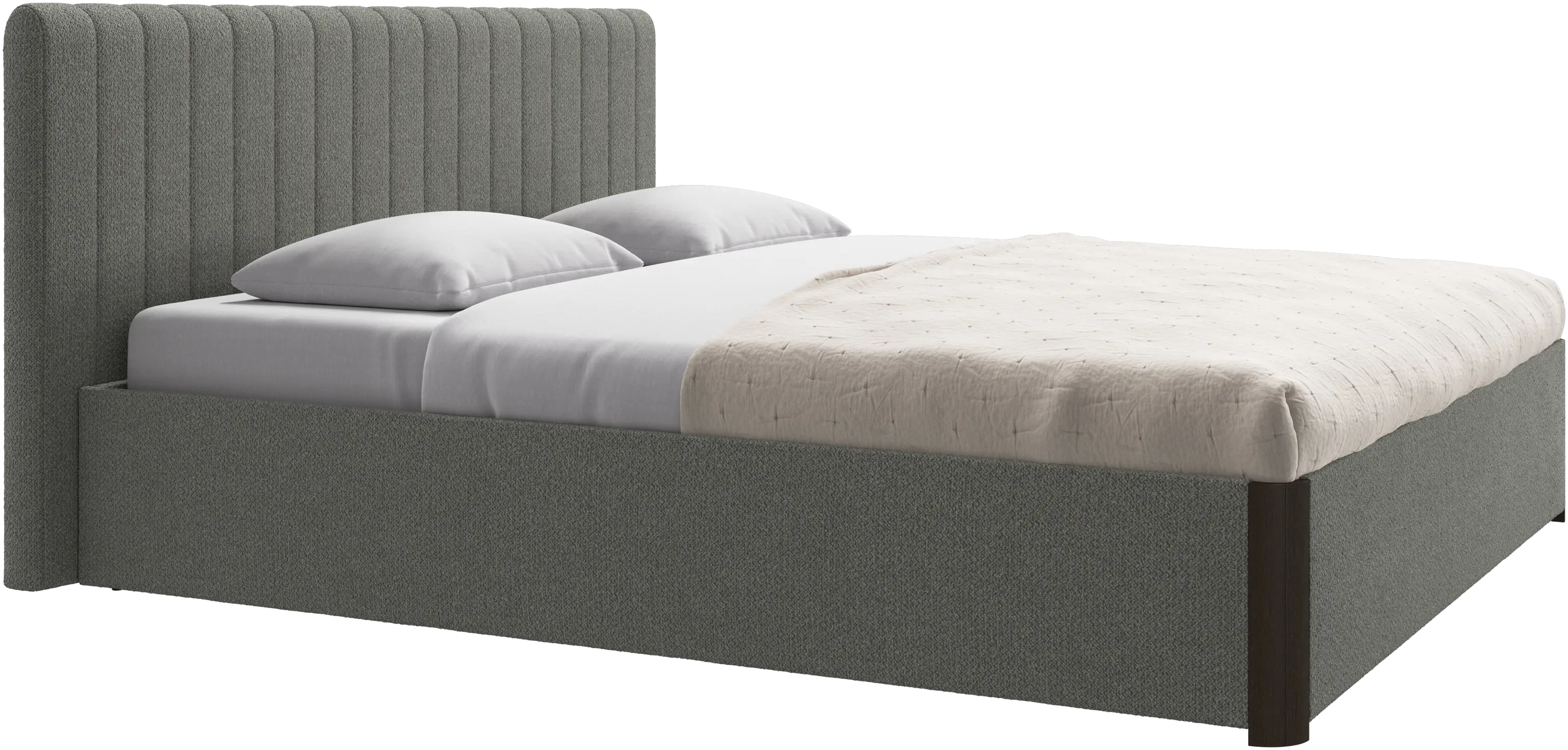 Element cama, cabecero montado en la cama, con láminas y solución de almacenamiento, excl. colchón