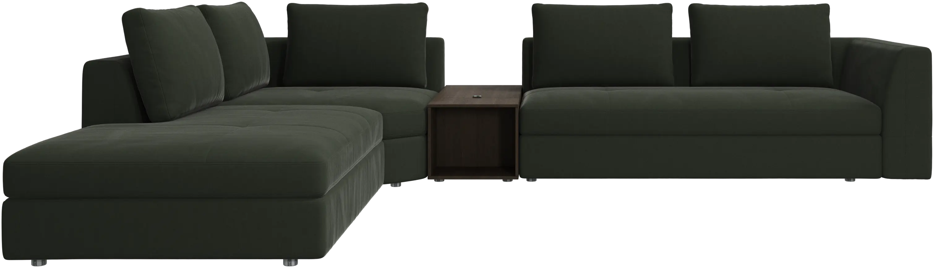 Bergamo corner sofa with lounging unit and footstool w/storage