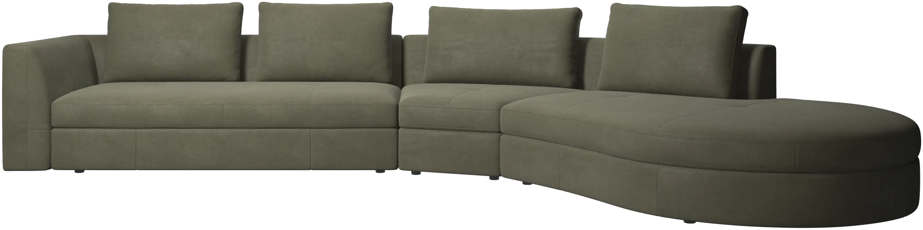 Bergamo sofa with round lounging unit,right