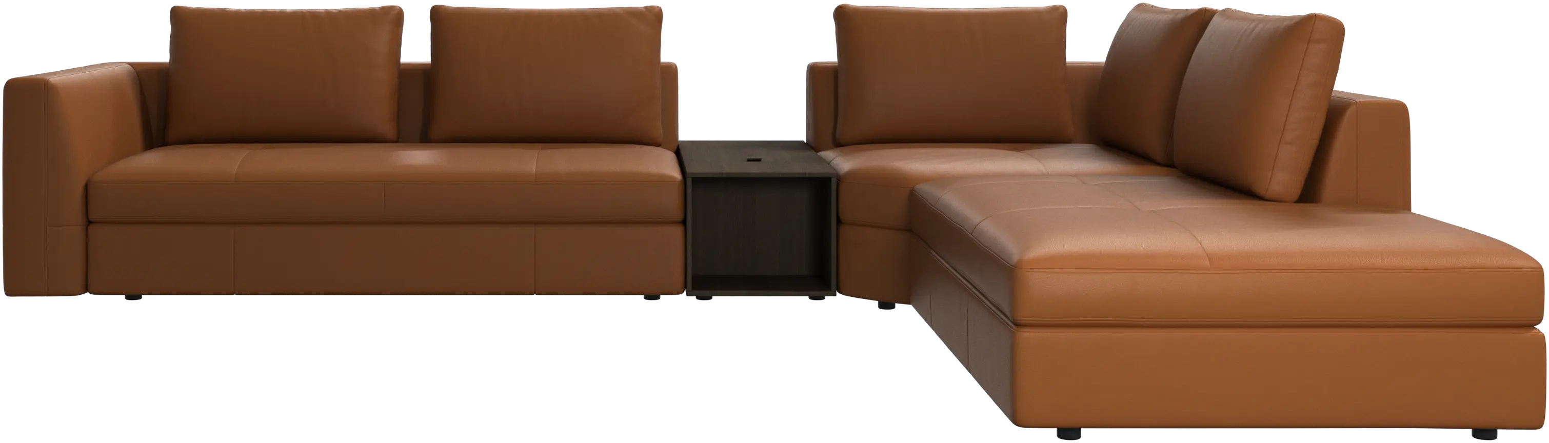 Bergamo corner sofa with lounging unit and footstool w/storage