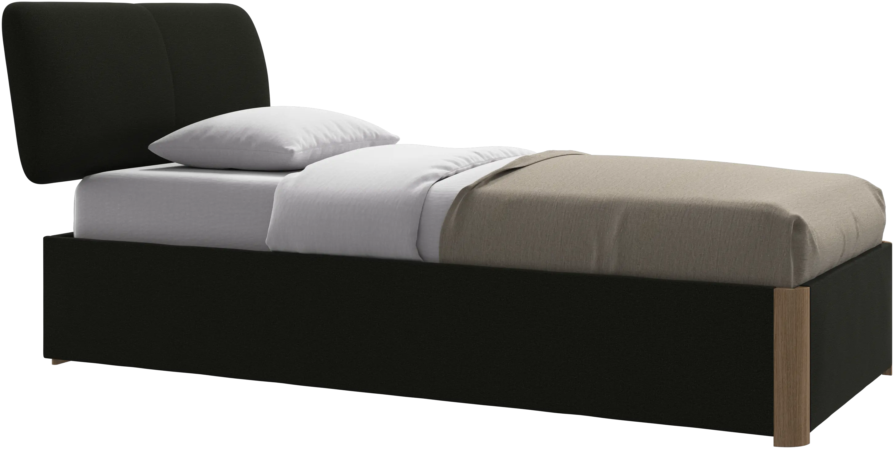 Element bed, bed-mounted headboard, with slats and storage solution, excl. mattress