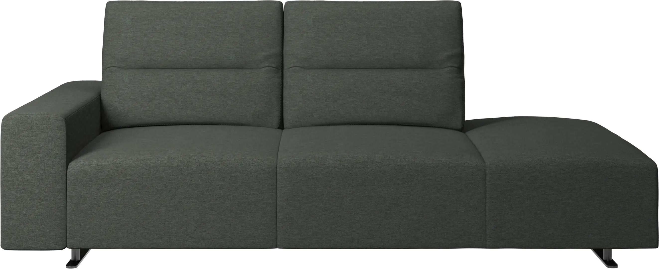 Hampton sofa with adjustable back and lounging unit right side, armrest left