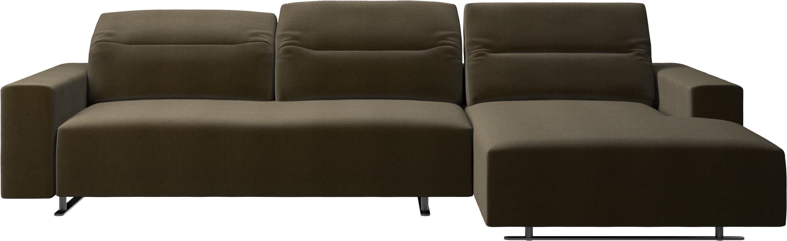 Hampton sofa with adjustable back, resting unit and storage right side