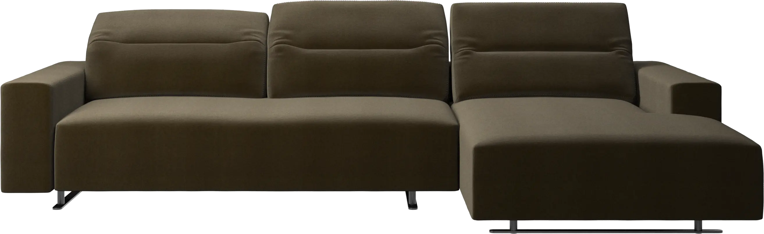 Hampton sofa with adjustable back, resting unit and storage right side