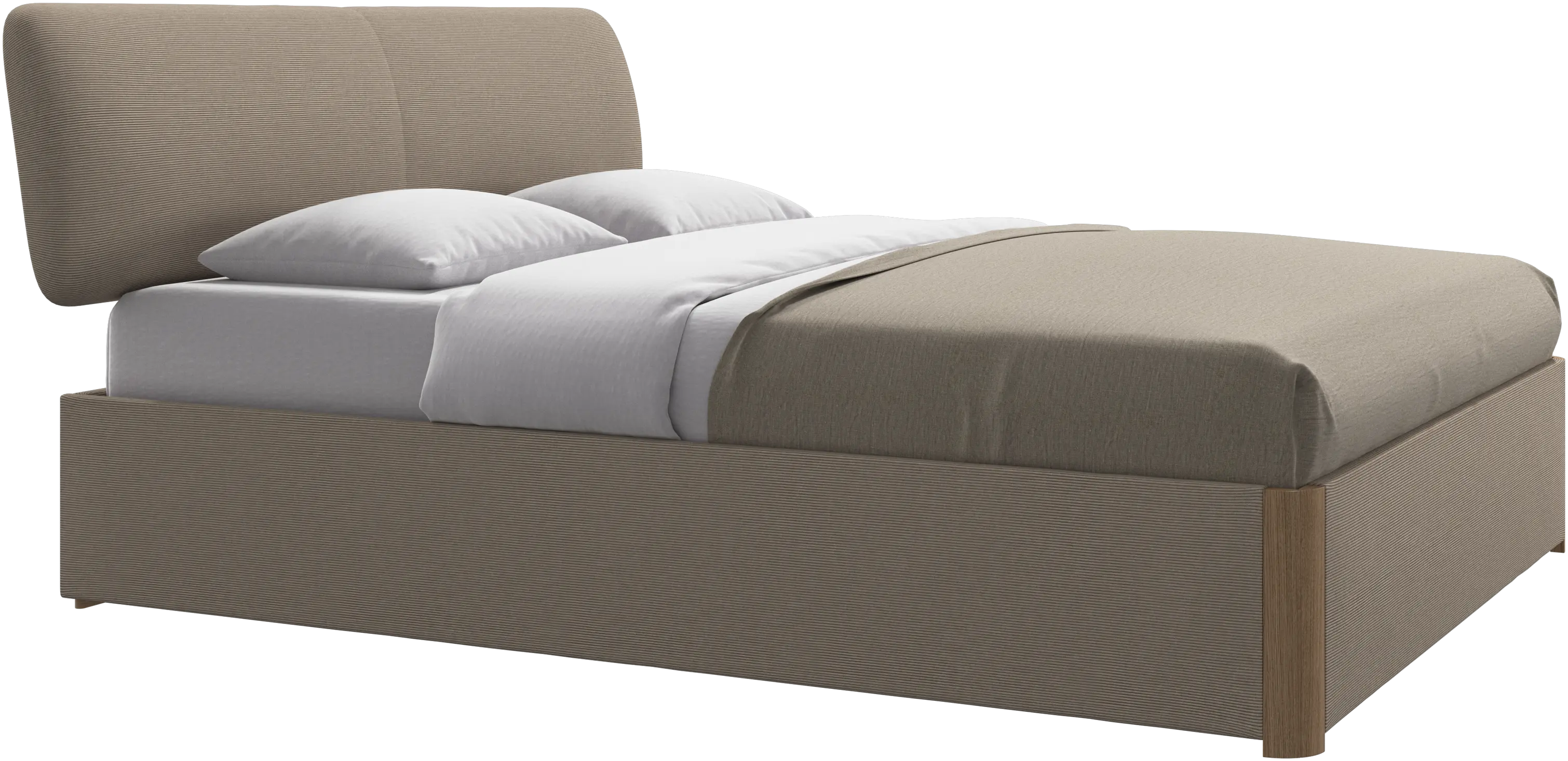 Element lit, tête de lit fixée au lit, avec lattes et solution de stockage, excl. matelas