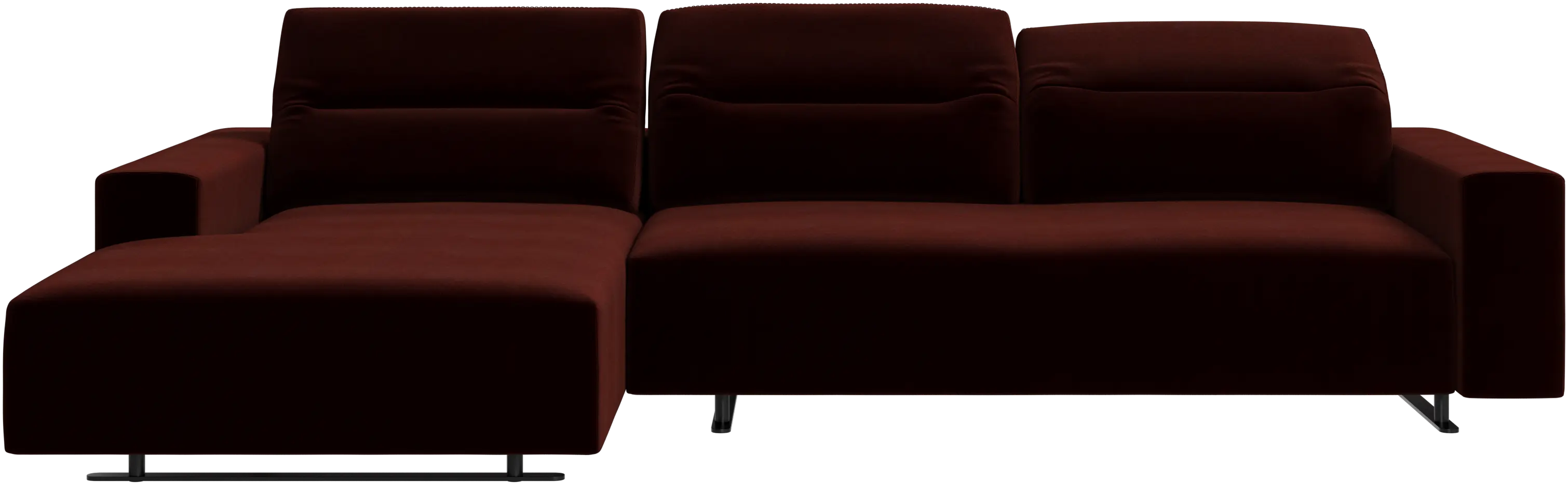 Hampton sofa with adjustable back and resting unit left side, storage right side