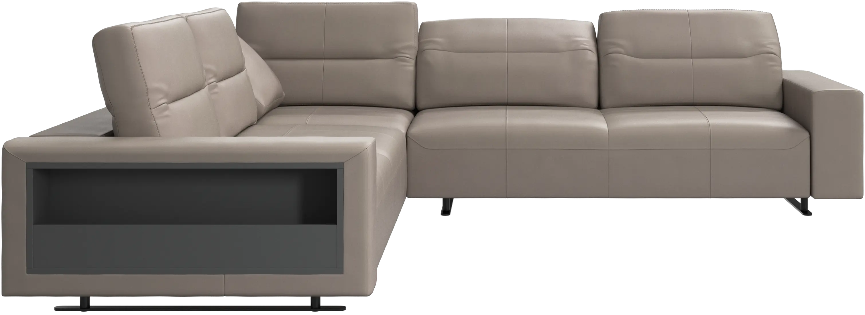 Hampton corner sofa with adjustable back and storage on left side