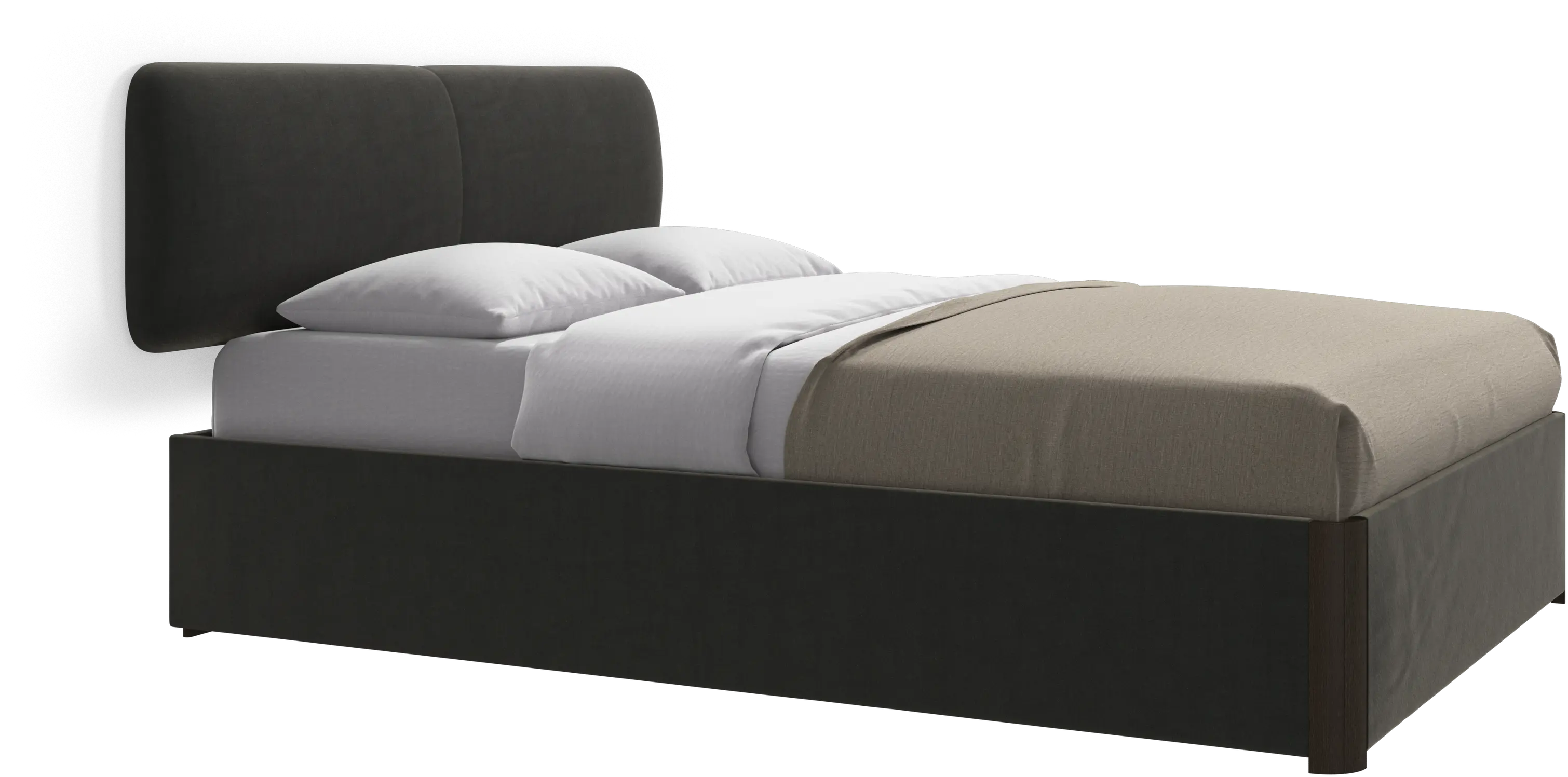 Element bed, wall-mounted headboard, with slats and storage solution, excl. mattress