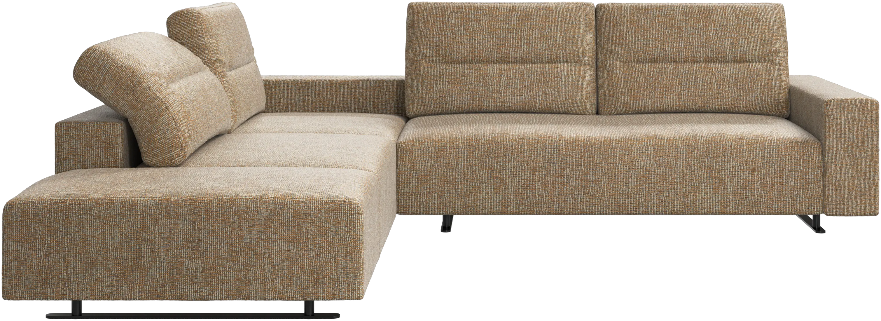 Hampton corner sofa with adjustable back and storage on right side