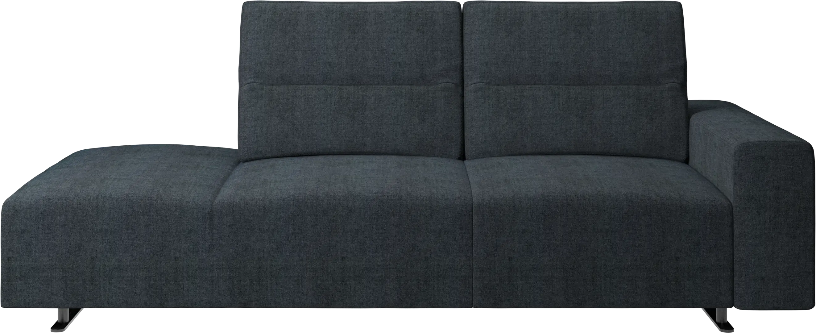 Hampton sofa with adjustable back and lounging unit left side, armrest right