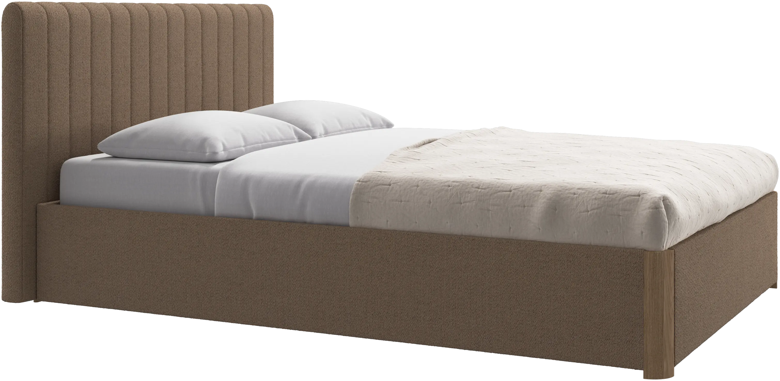 Element säng, sängmonterad huvudgavel, med ribbor och förvaringslösning, exkl. madrass