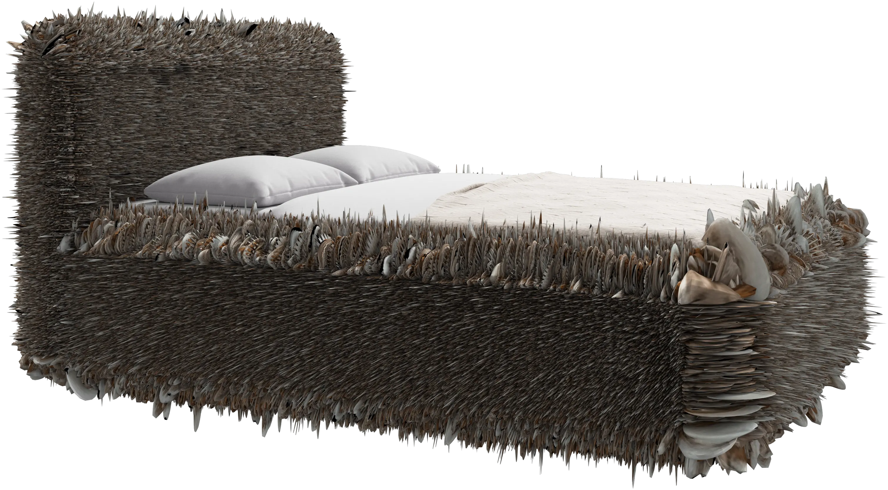 Element bed, bed-mounted headboard, with slats and storage solution, excl. mattress