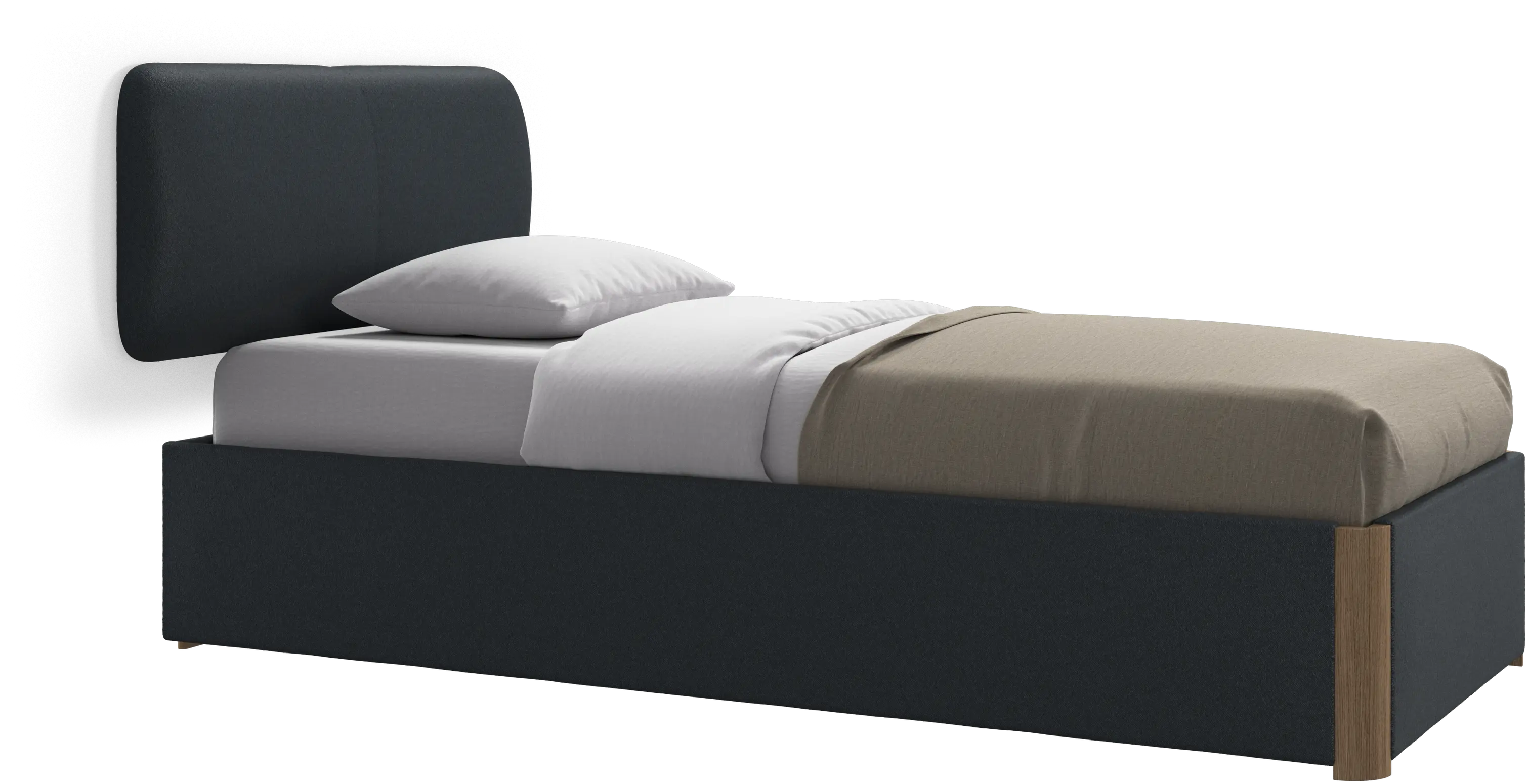 Element bed, wall-mounted headboard, with slats and storage solution, excl. mattress