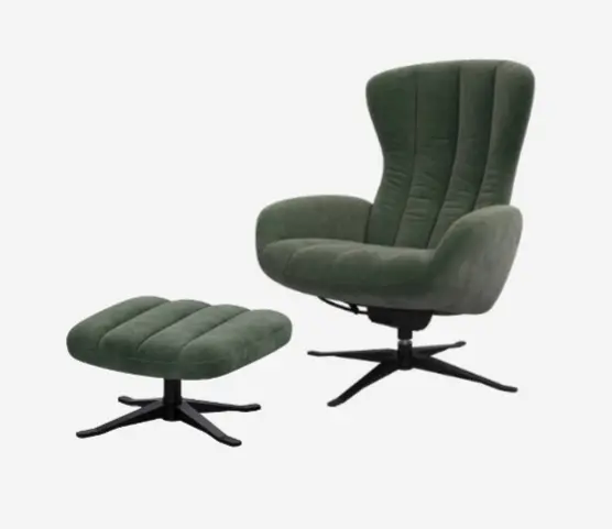Armchairs Tilburg リクライニングチェア、回転式、調節可能なヘッドレスト付き,オットマン付き