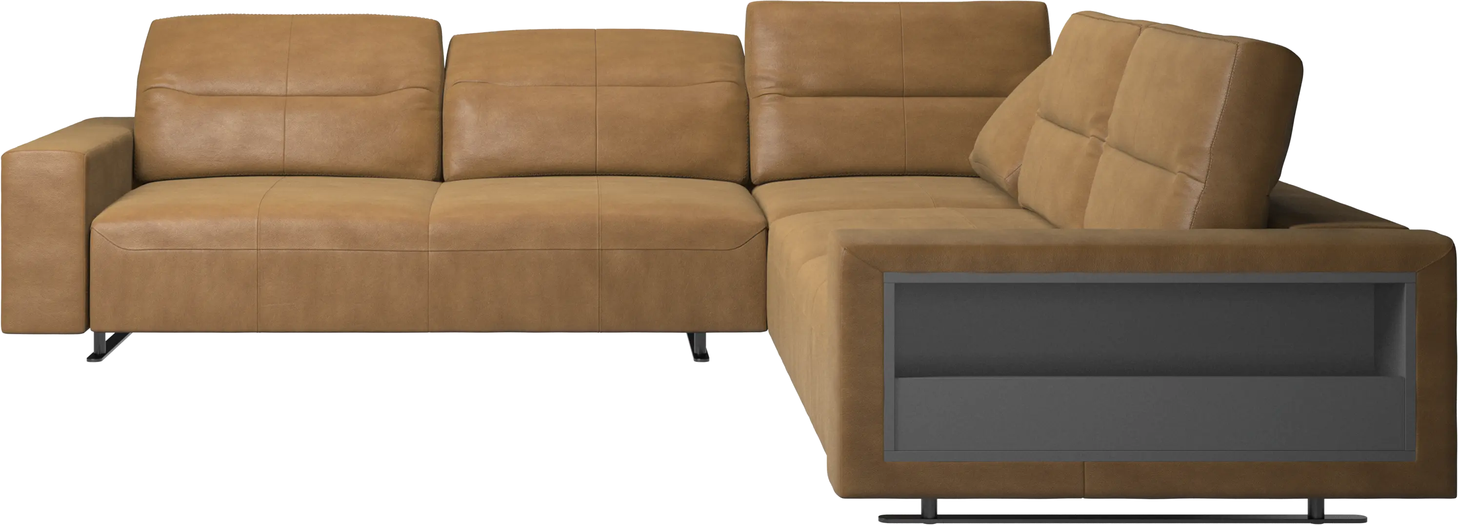Hampton corner sofa with adjustable back and storage on right side